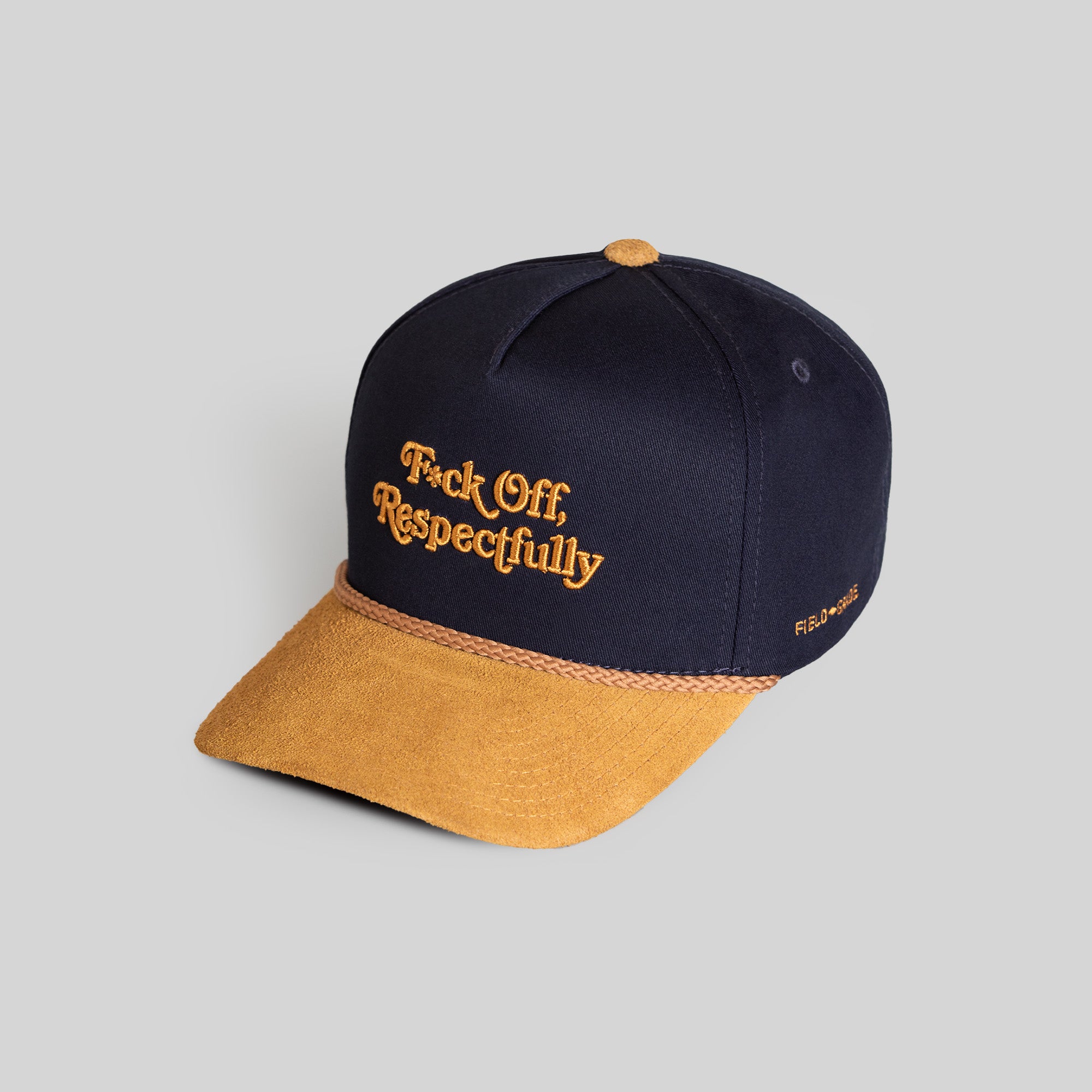 RESPECTFULLY DEEP NAVY WHEAT TWILL SUEDE TRUCKER