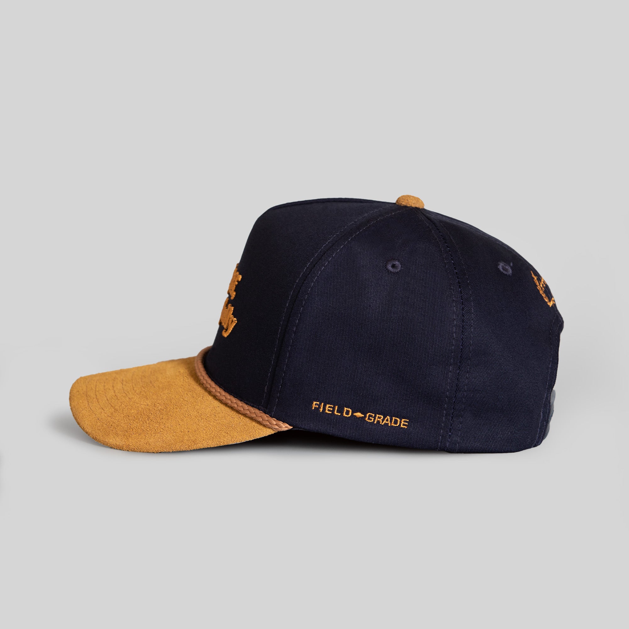 RESPECTFULLY DEEP NAVY WHEAT TWILL SUEDE TRUCKER