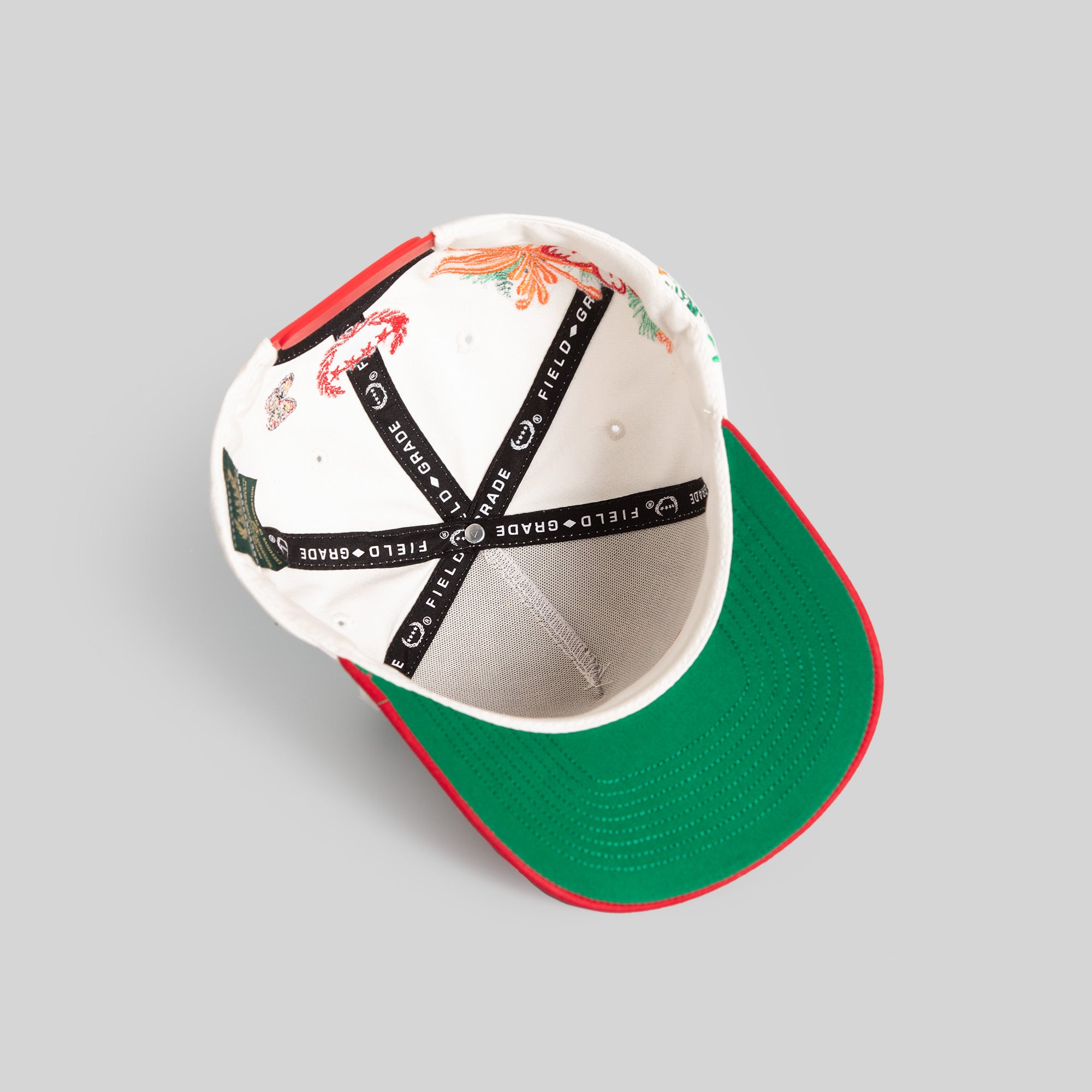 RESPECTFULLY FLORAL OFF WHITE RED TWILL TRUCKER