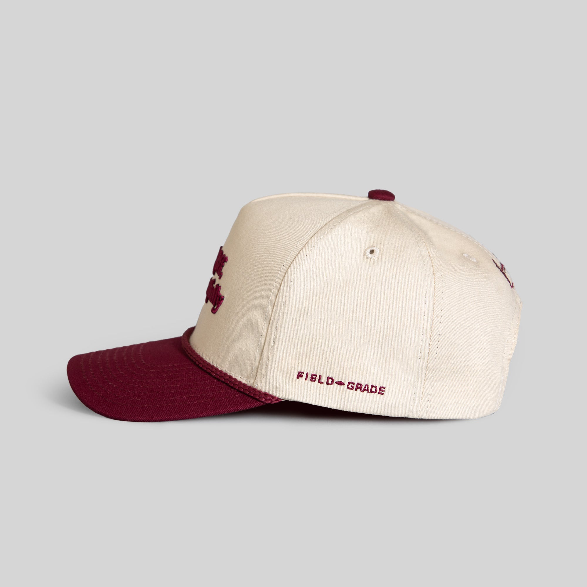 RESPECTFULLY SAND BORDEAUX TWILL TRUCKER
