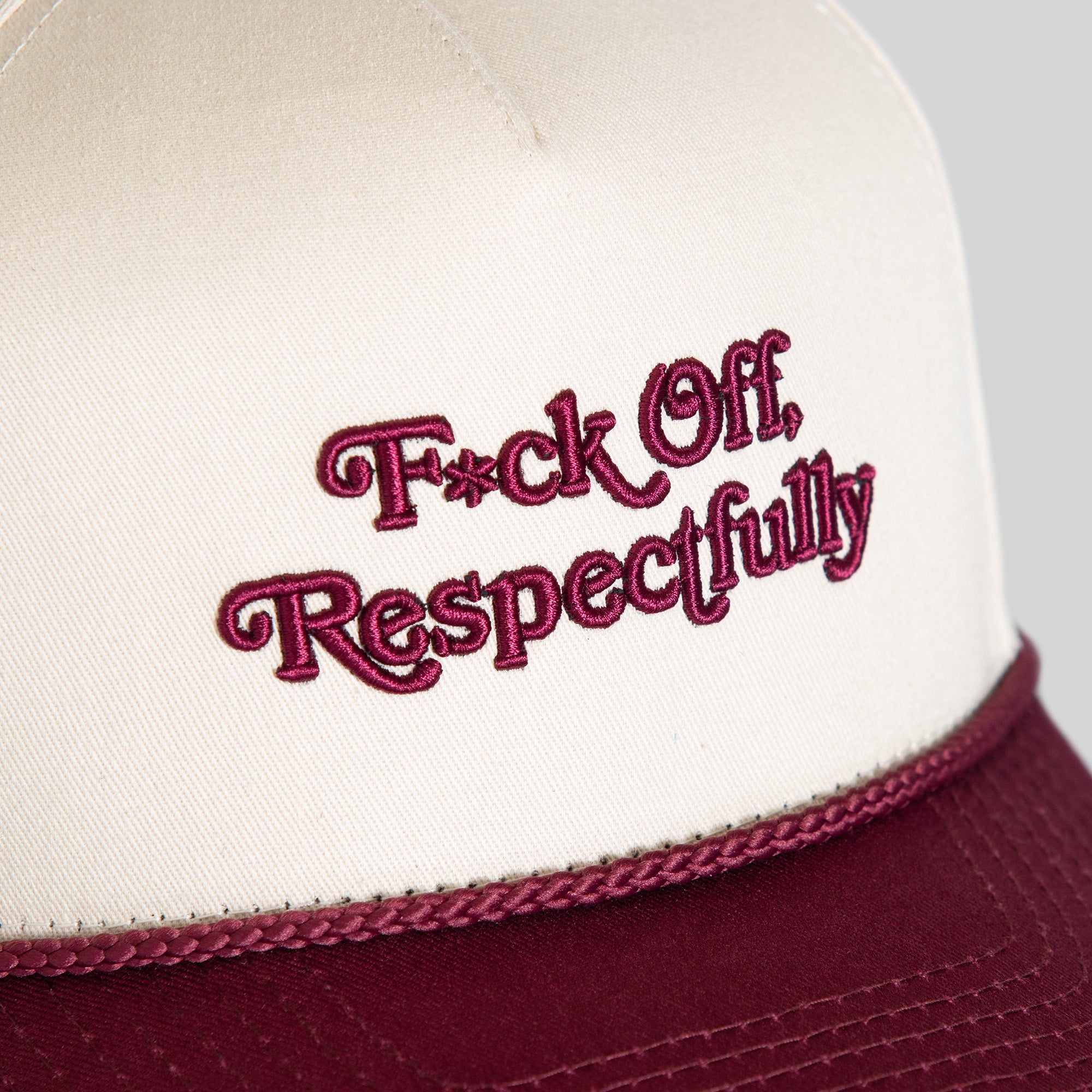 RESPECTFULLY SAND BORDEAUX TWILL TRUCKER