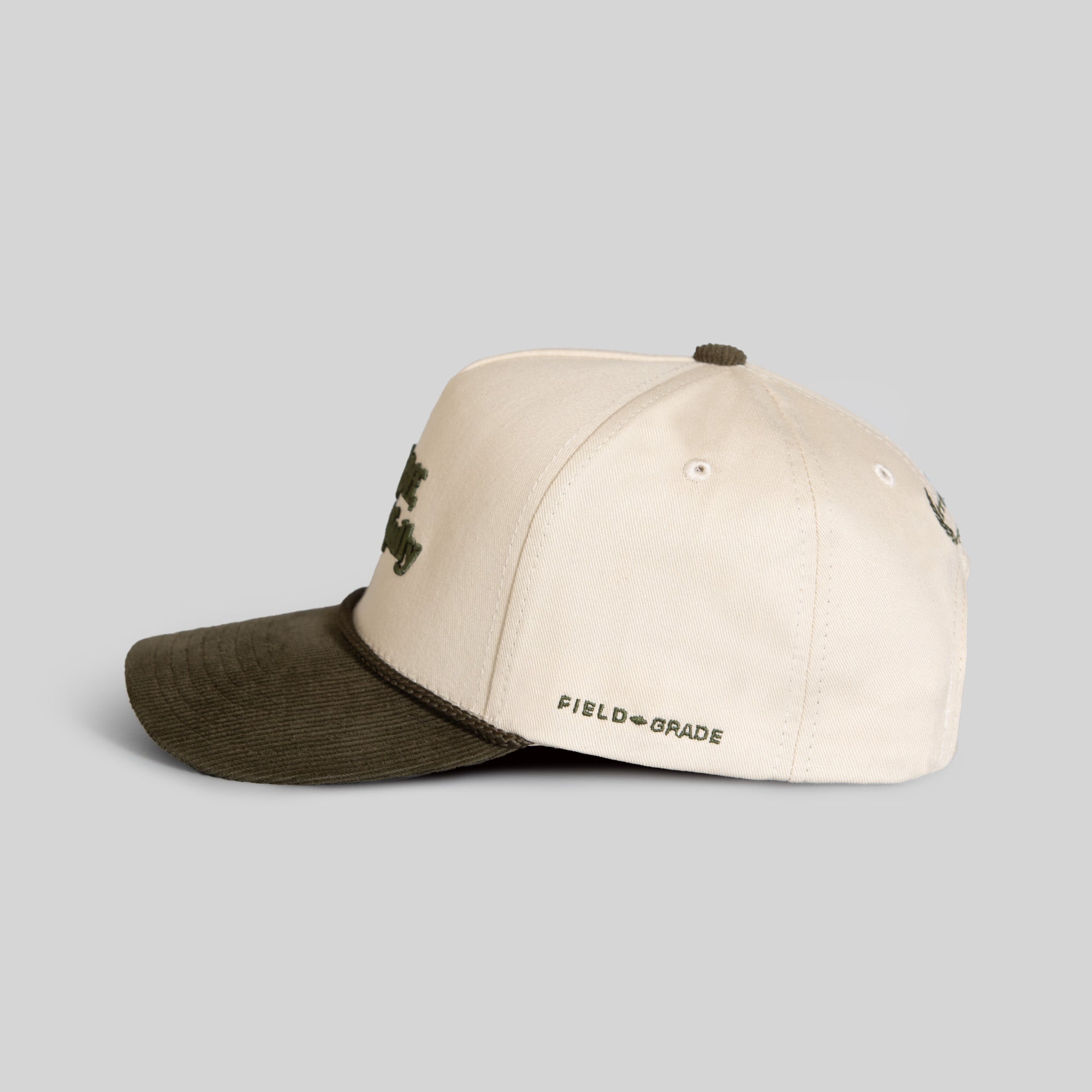 RESPECTFULLY SAND OLIVE TWILL CORDUROY TRUCKER