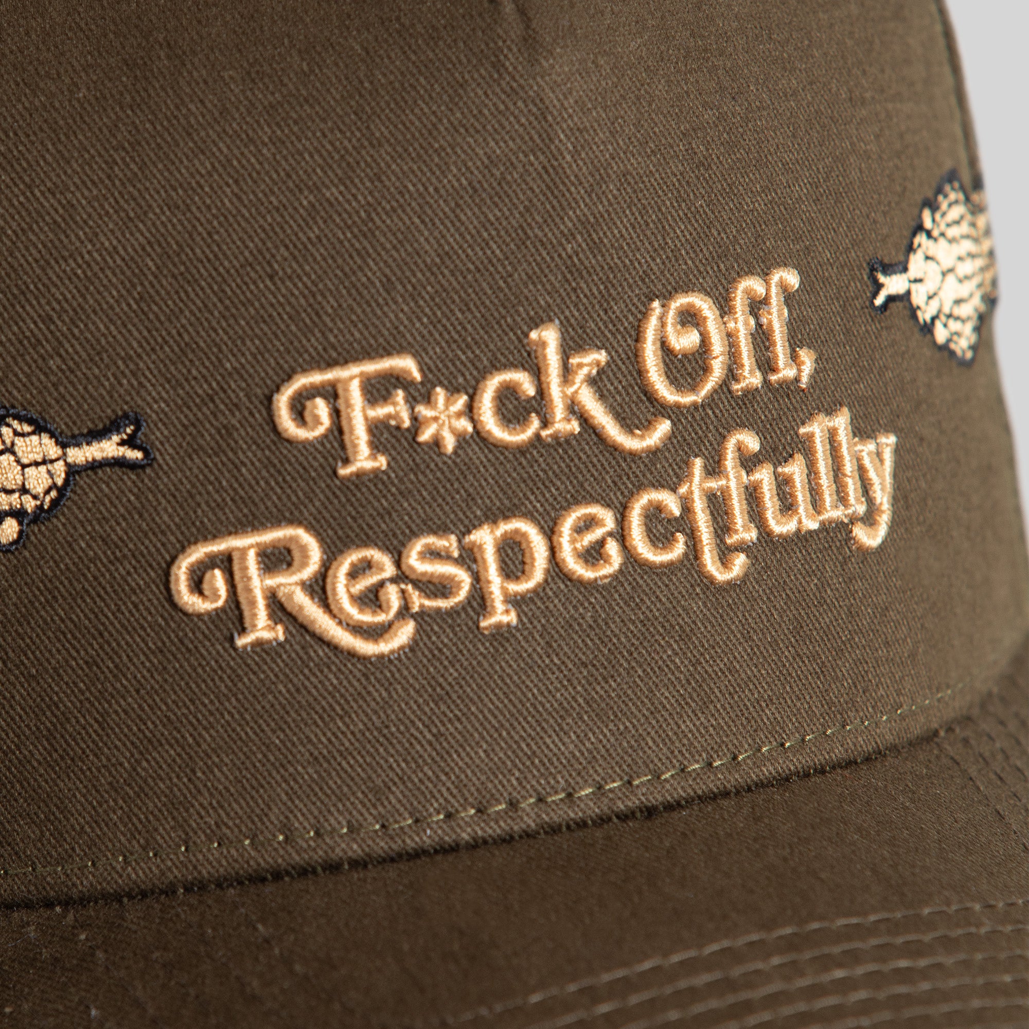 RESPECTFULLY SERPENT OLIVE TWILL TRUCKER