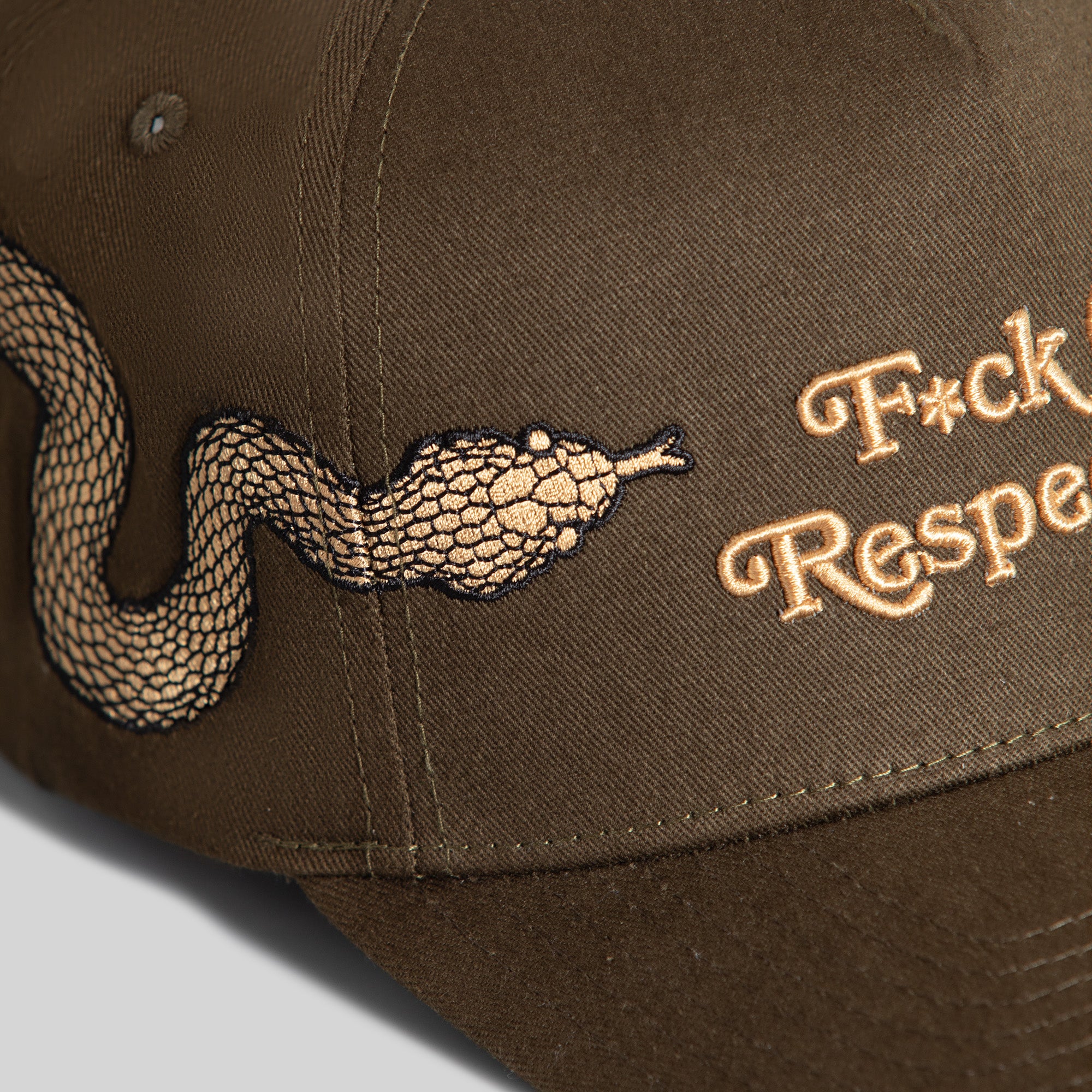 RESPECTFULLY SERPENT OLIVE TWILL TRUCKER