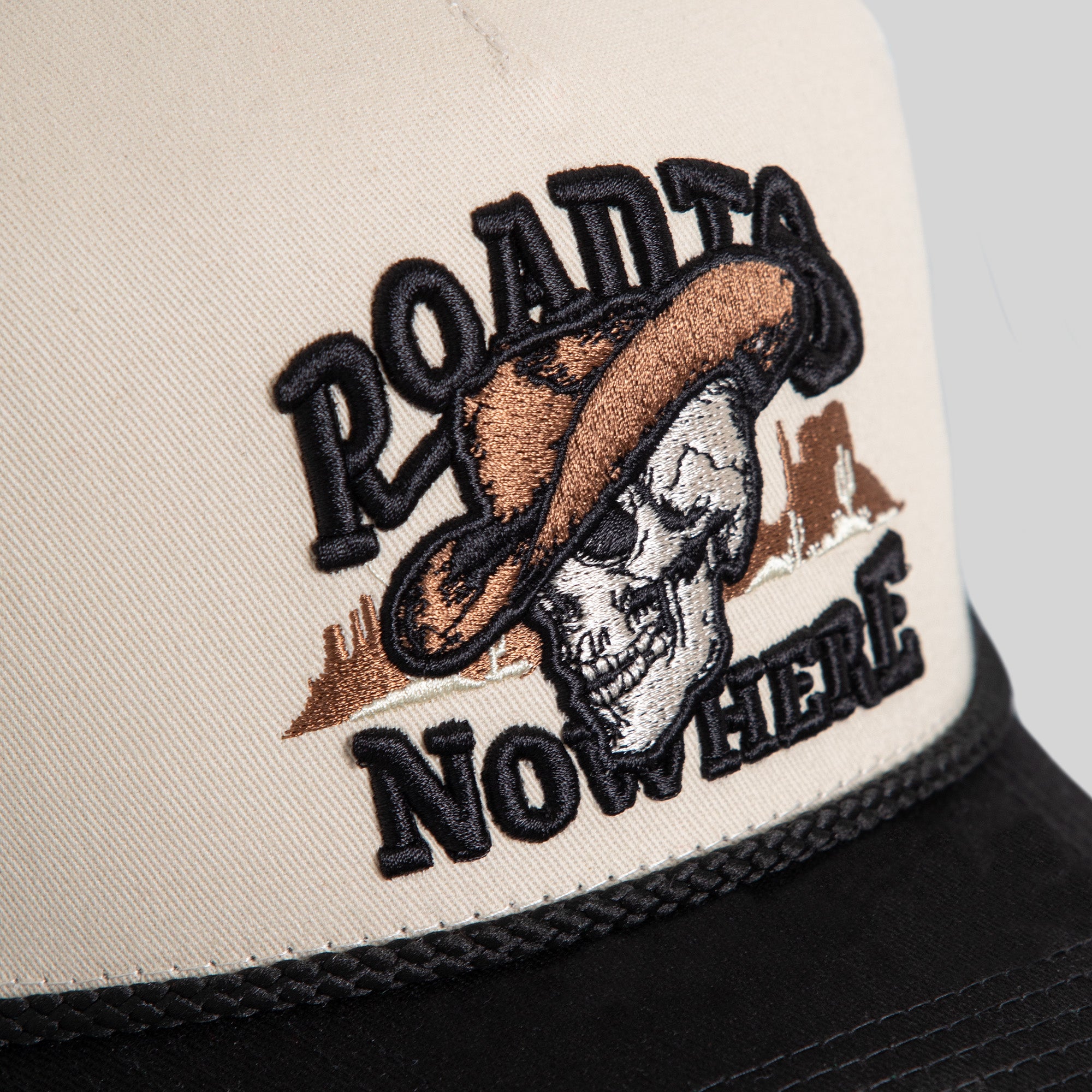 ROAD TO NOWHERE SAND BLACK TWILL MESH TRUCKER