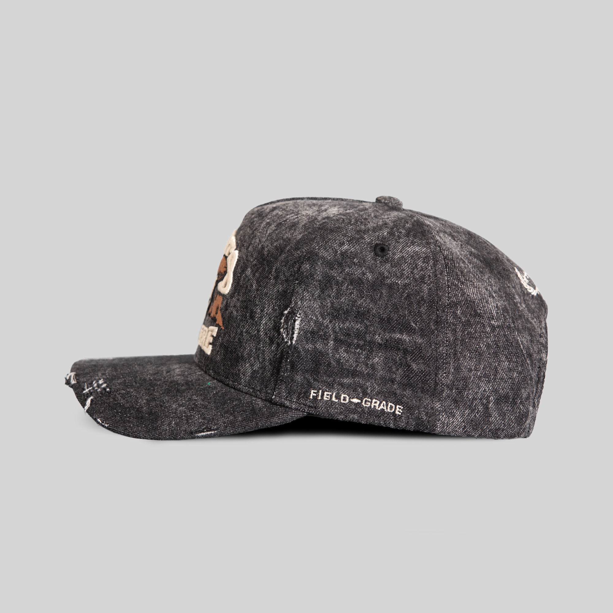 ROAD TO NOWHERE WASHED BLACK DISTRESSED DENIM TRUCKER