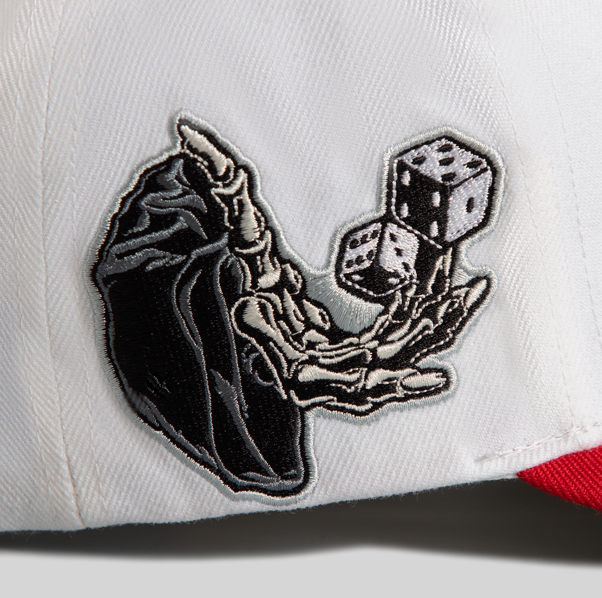 ROLL ‘EM & SMOKE ’EM OFF WHITE VARSITY RED TRUCKER