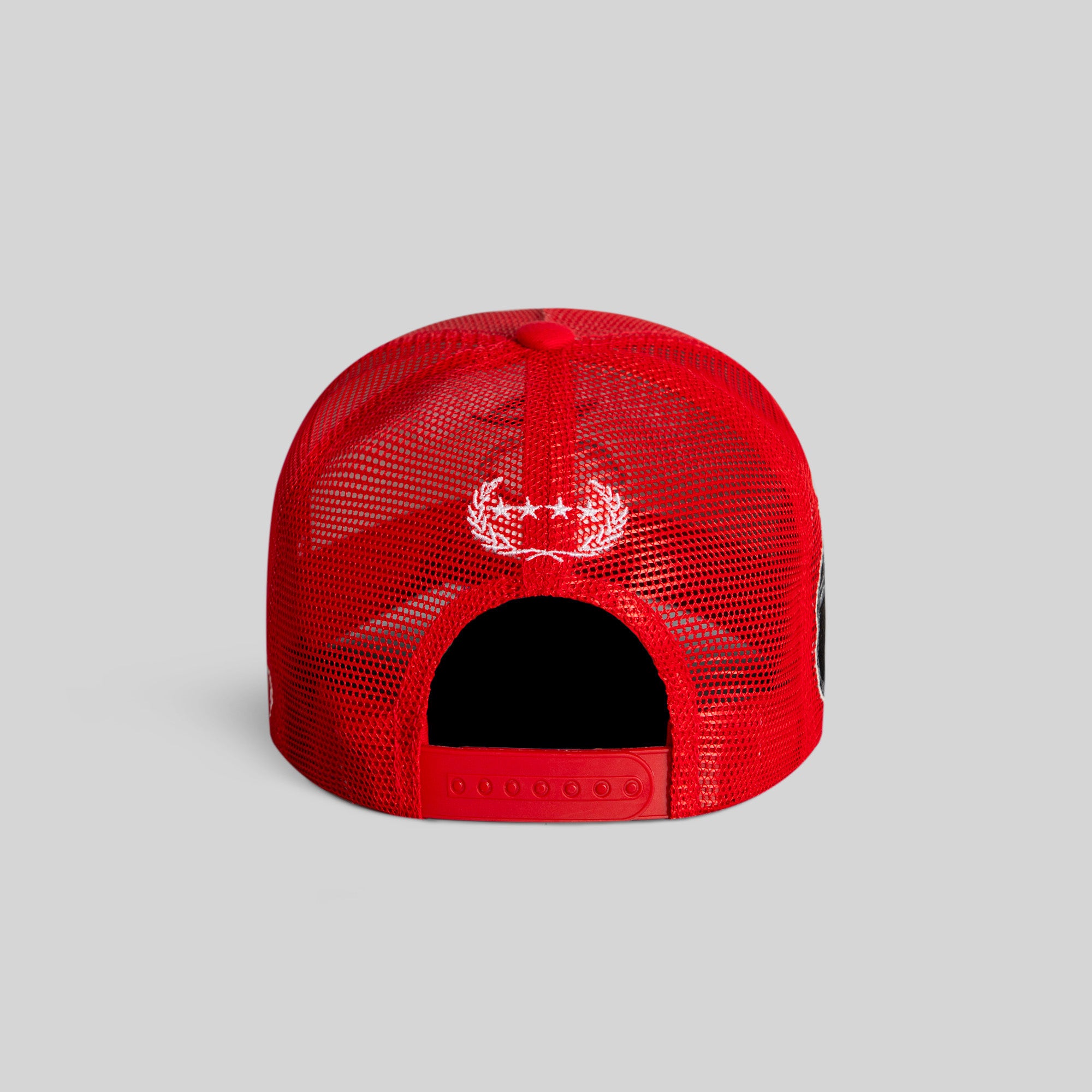 ROLL ‘EM & SMOKE ’EM RED MESH CROWN TRUCKER