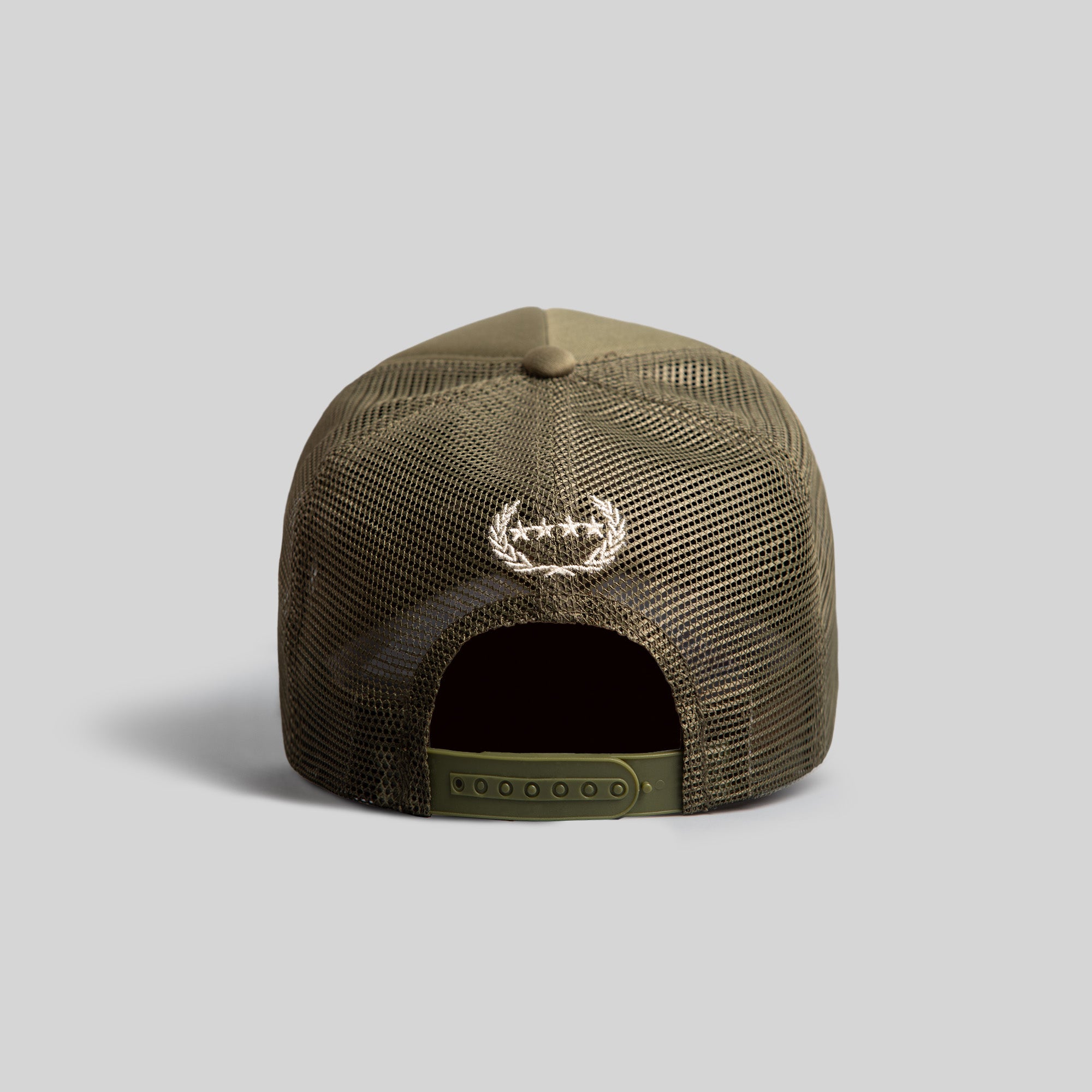 WE'RE ALL SCREWED OLIVE TRUCKER HAT