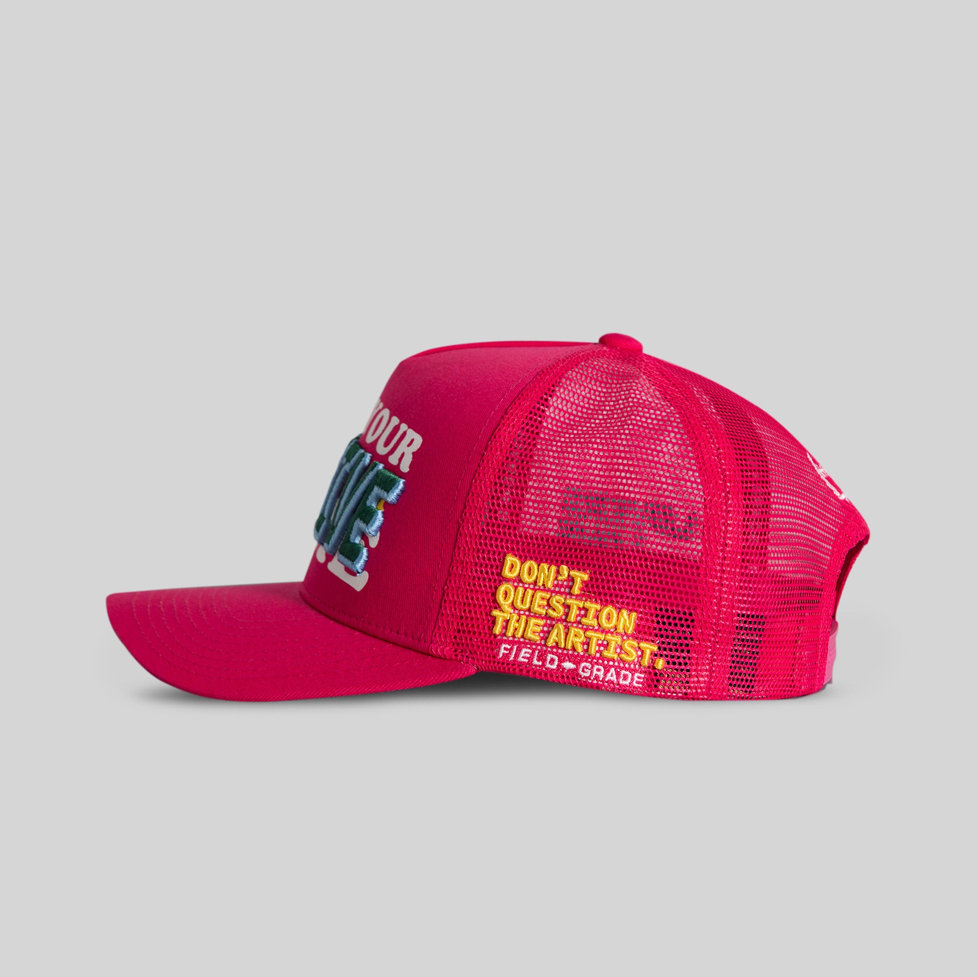 STAY CREATIVE NEON PINK TWILL MESH TRUCKER