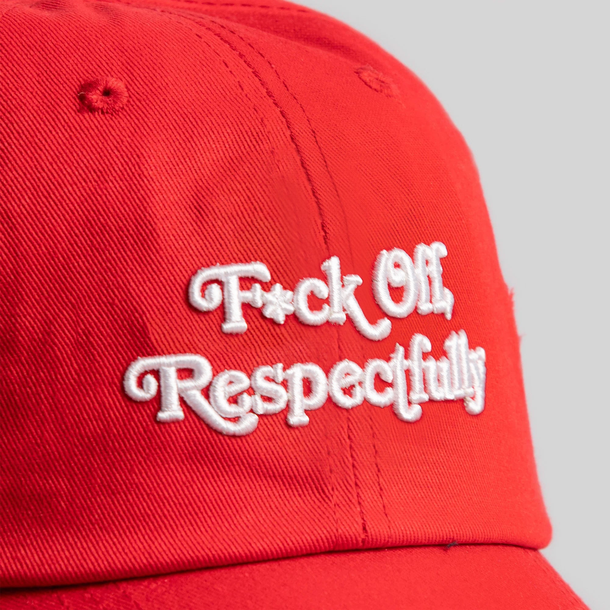 RESPECTFULLY VARSITY RED DISTRESSED RELAXED FIT HAT