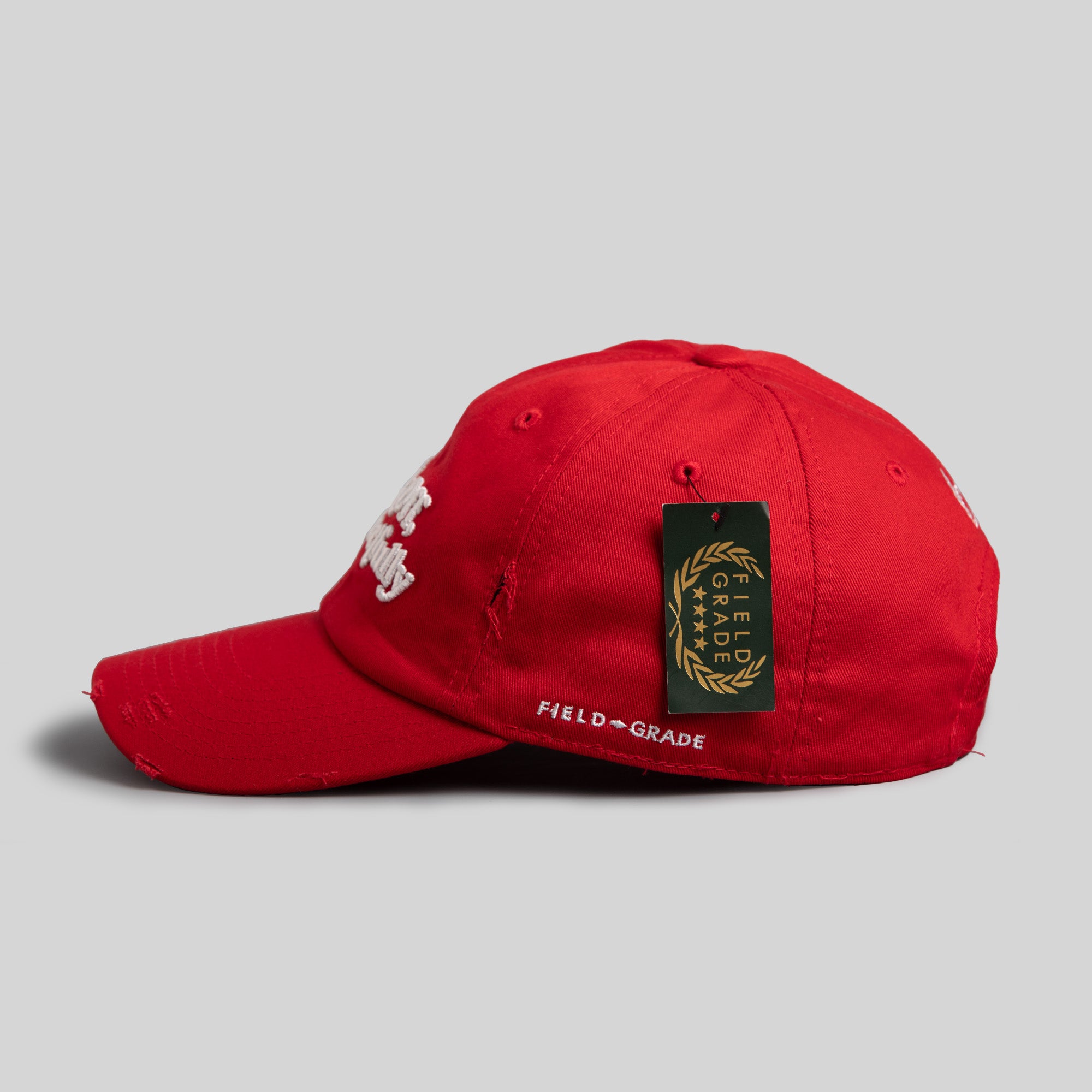 RESPECTFULLY VARSITY RED DISTRESSED RELAXED FIT HAT