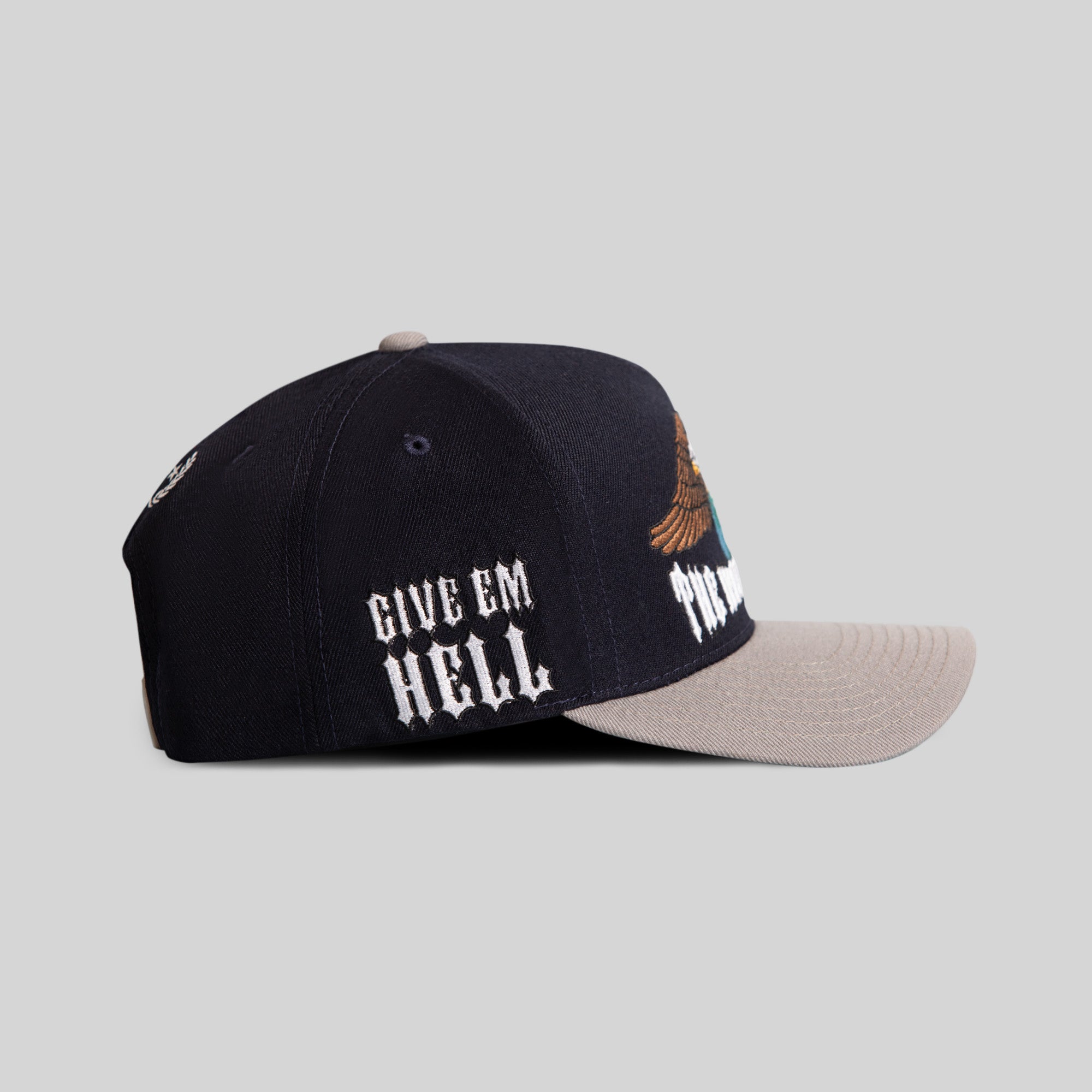 THE WORLD IS MINE DEEP NAVY CEMENT WOOL TRUCKER