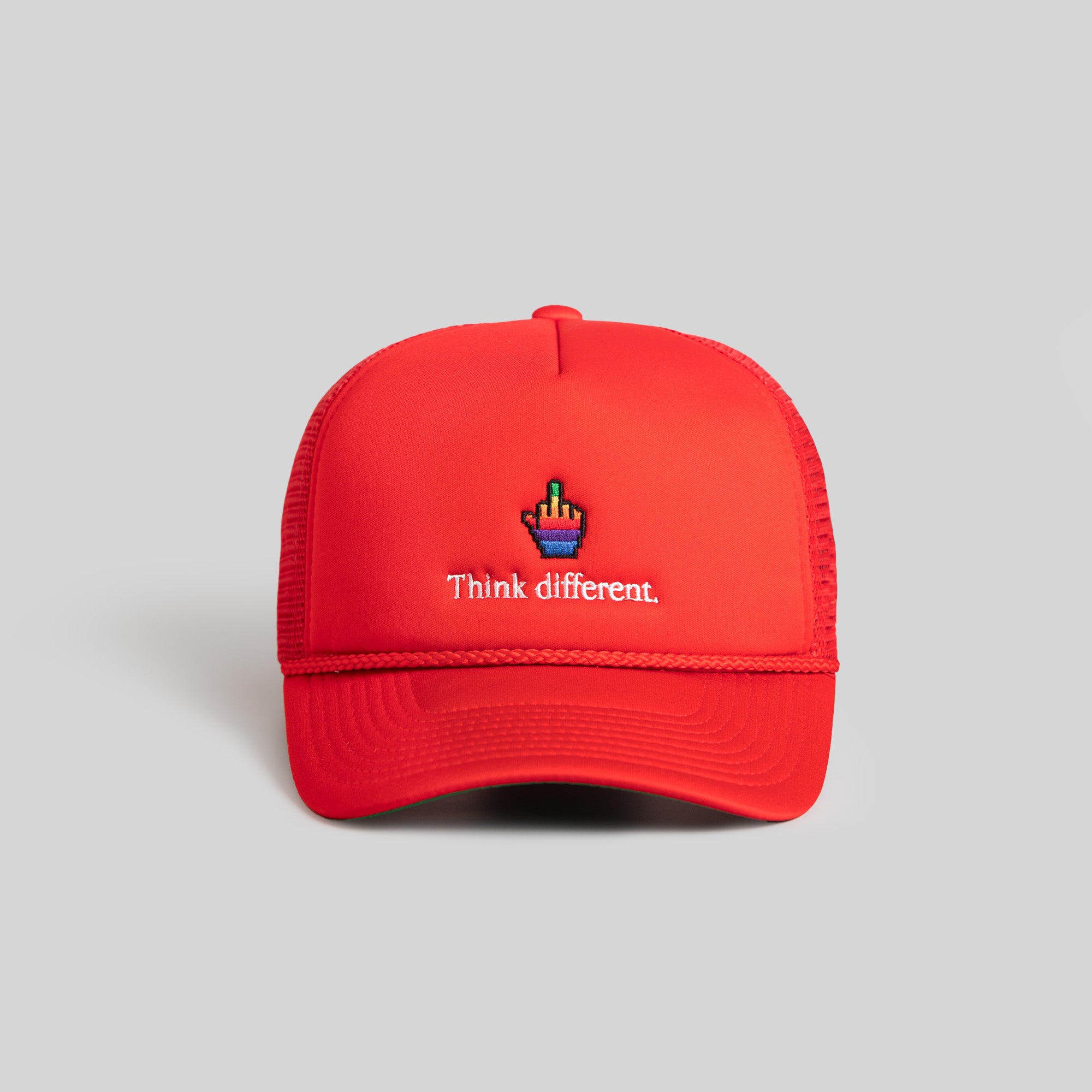 THINK DIFFERENT RED TRUCKER HAT