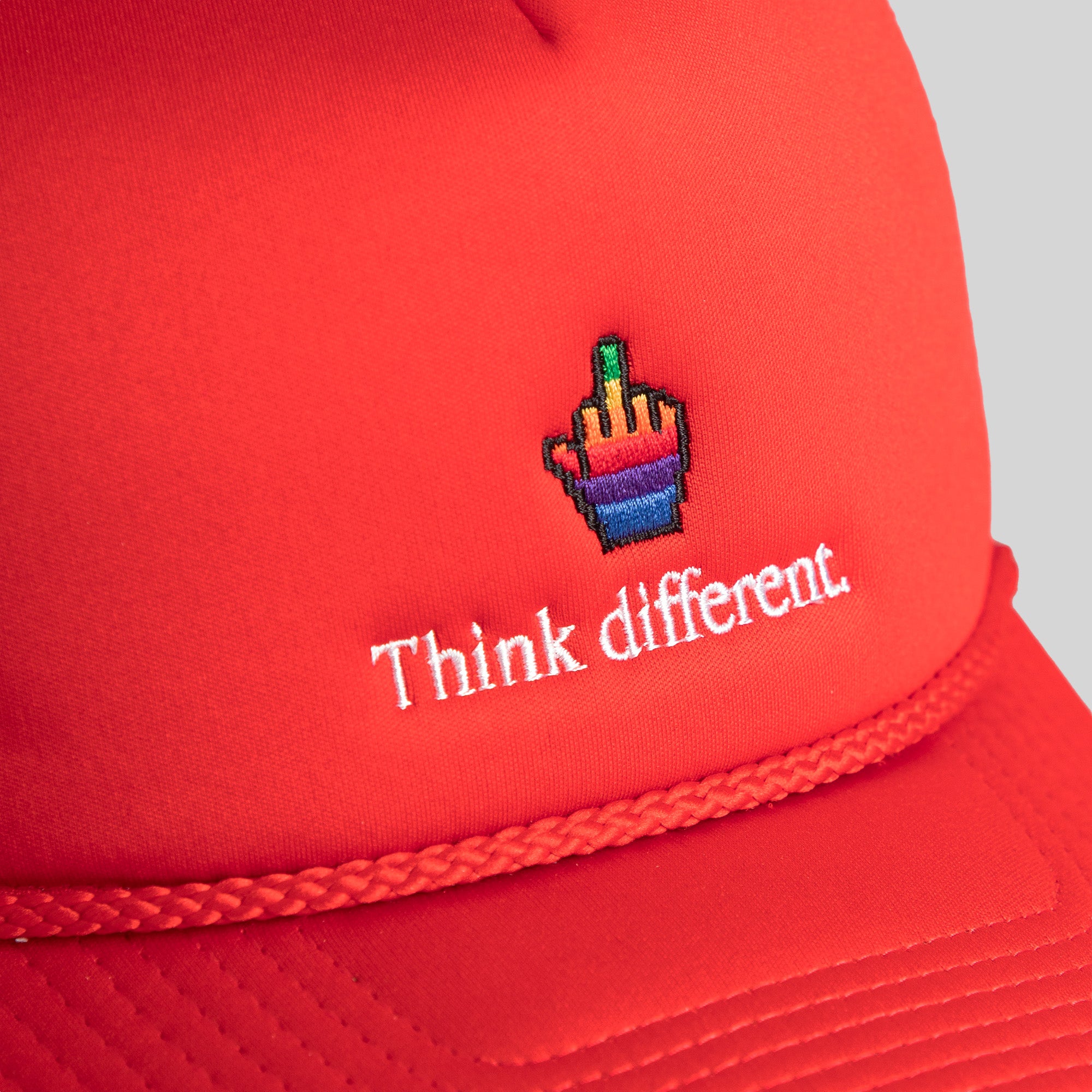 THINK DIFFERENT RED TRUCKER HAT