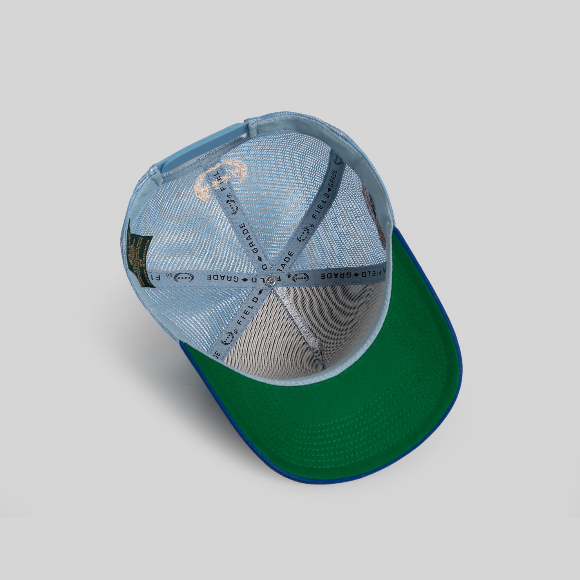 TRUST NO ONE UNI BLUE GAME ROYAL TWILL MESH TRUCKER