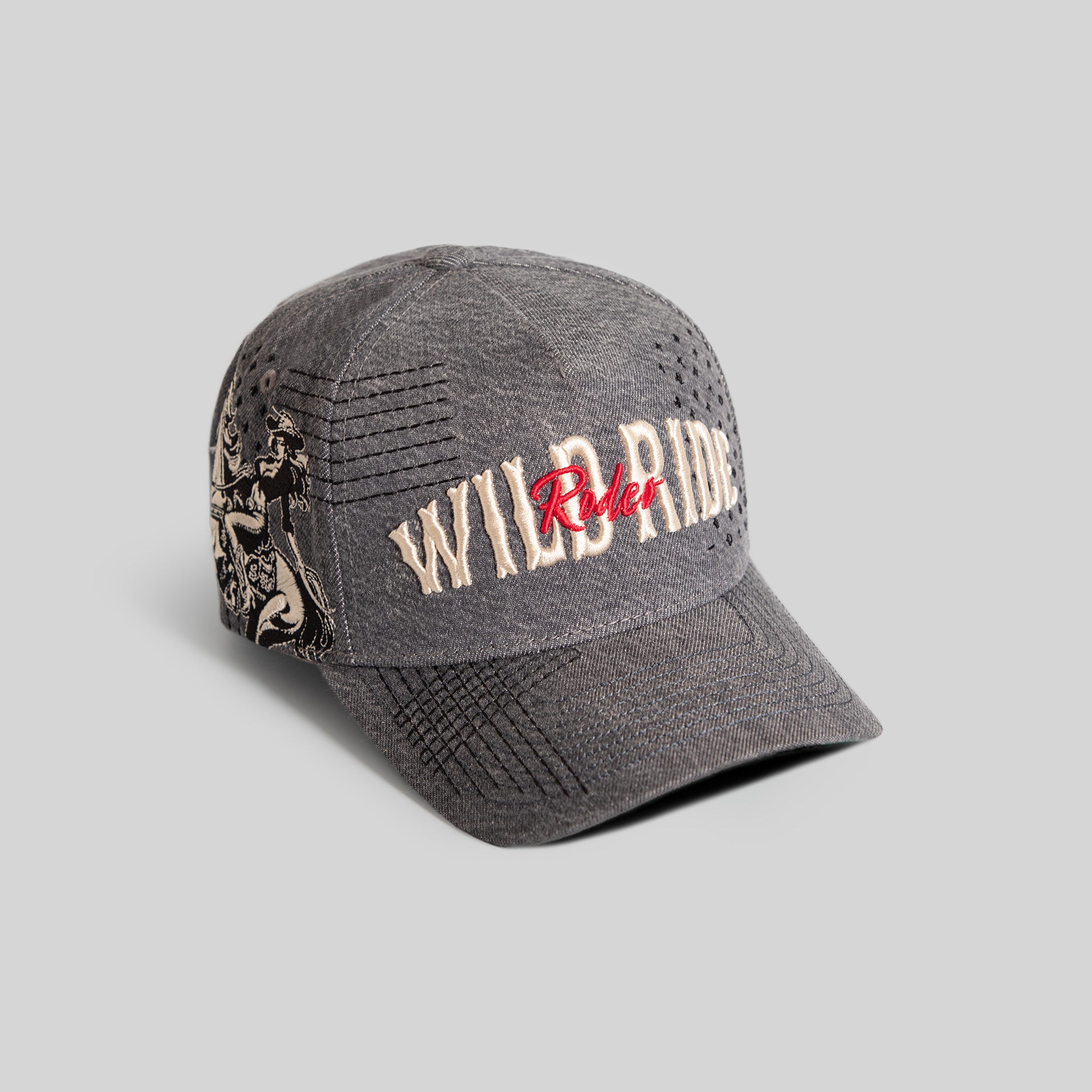 WILD RIDE SASHIKO GREY DENIM TRUCKER