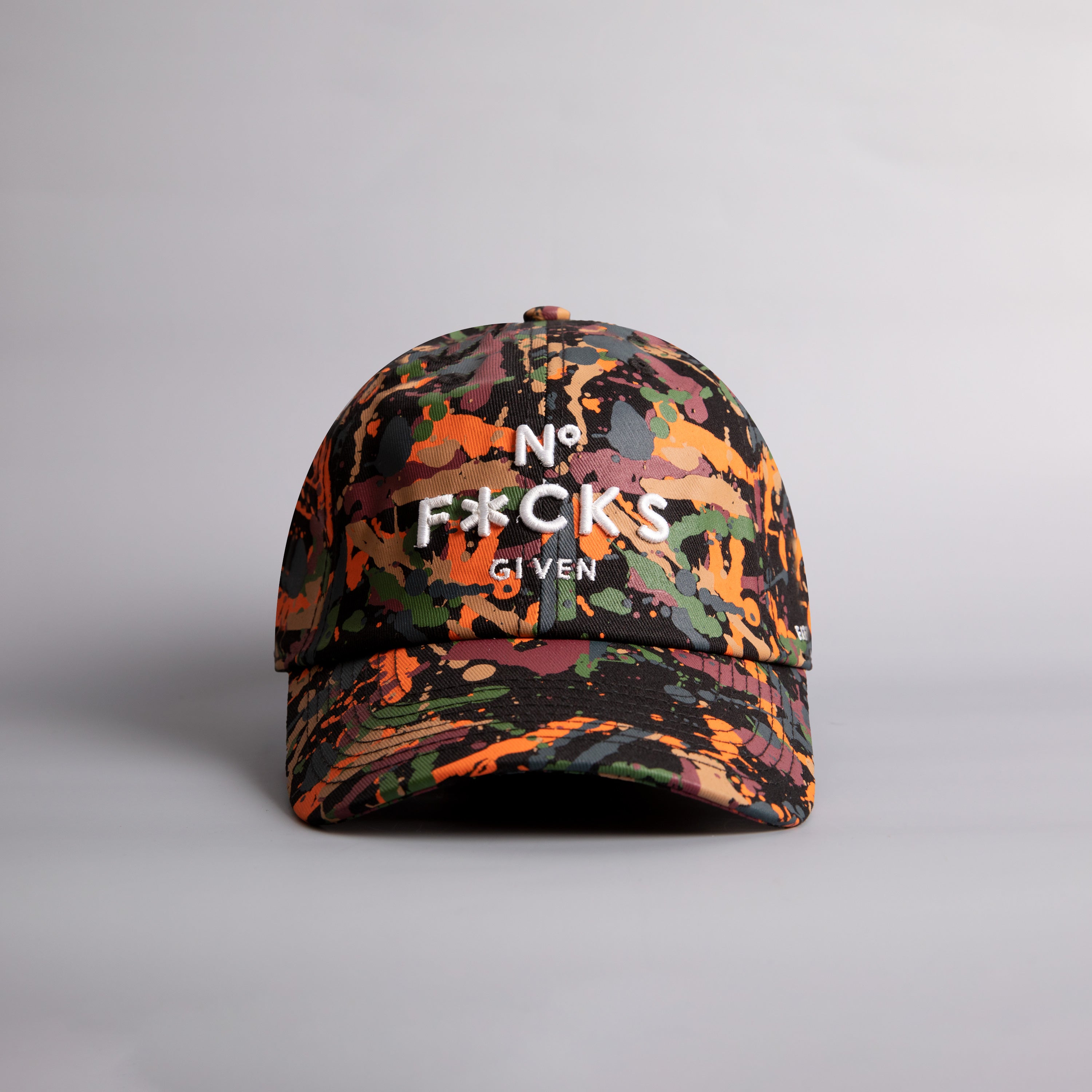 NO F*CKS GIVEN BLACK SPLATTER RELAXED FIT HAT