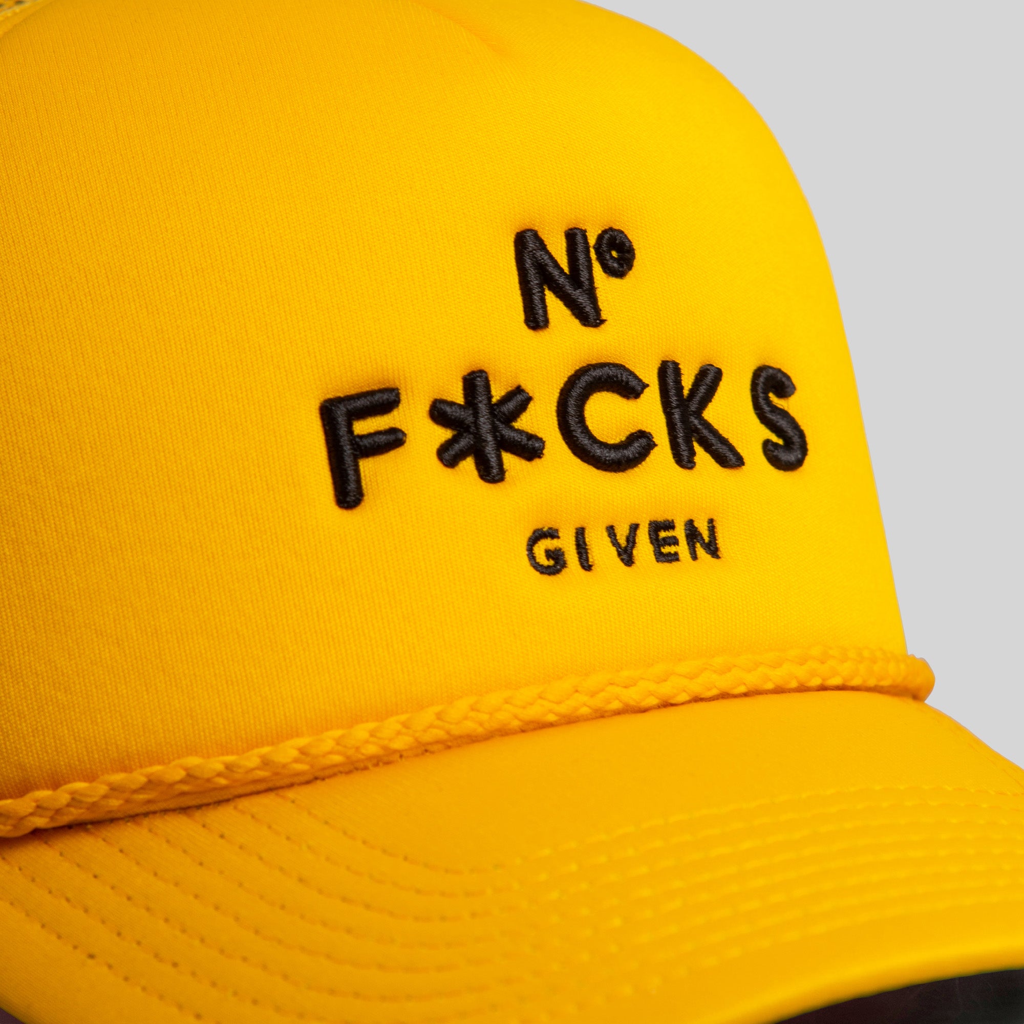NO F*CKS GIVEN YELLOW TRUCKER HAT