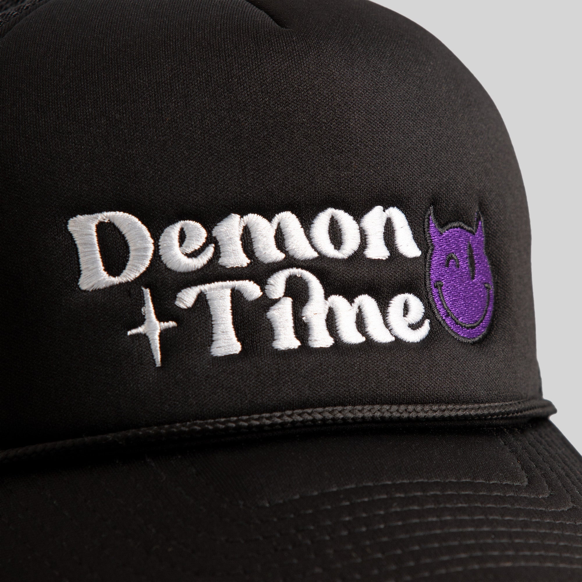 DEMON TIME BLACK TRUCKER HAT - PURPLE DEVIL