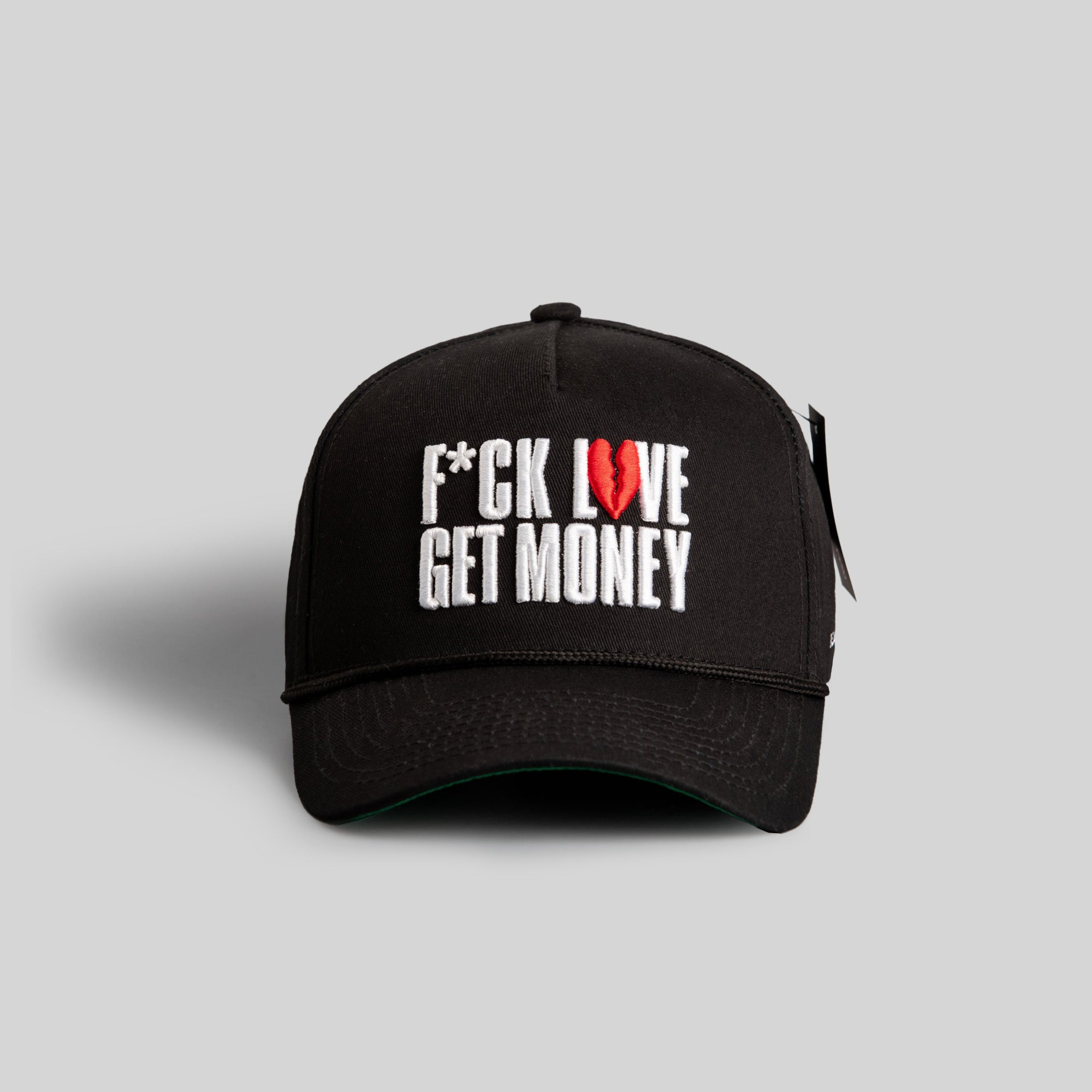 F*CK LOVE, GET MONEY BLACK TRUCKER HAT