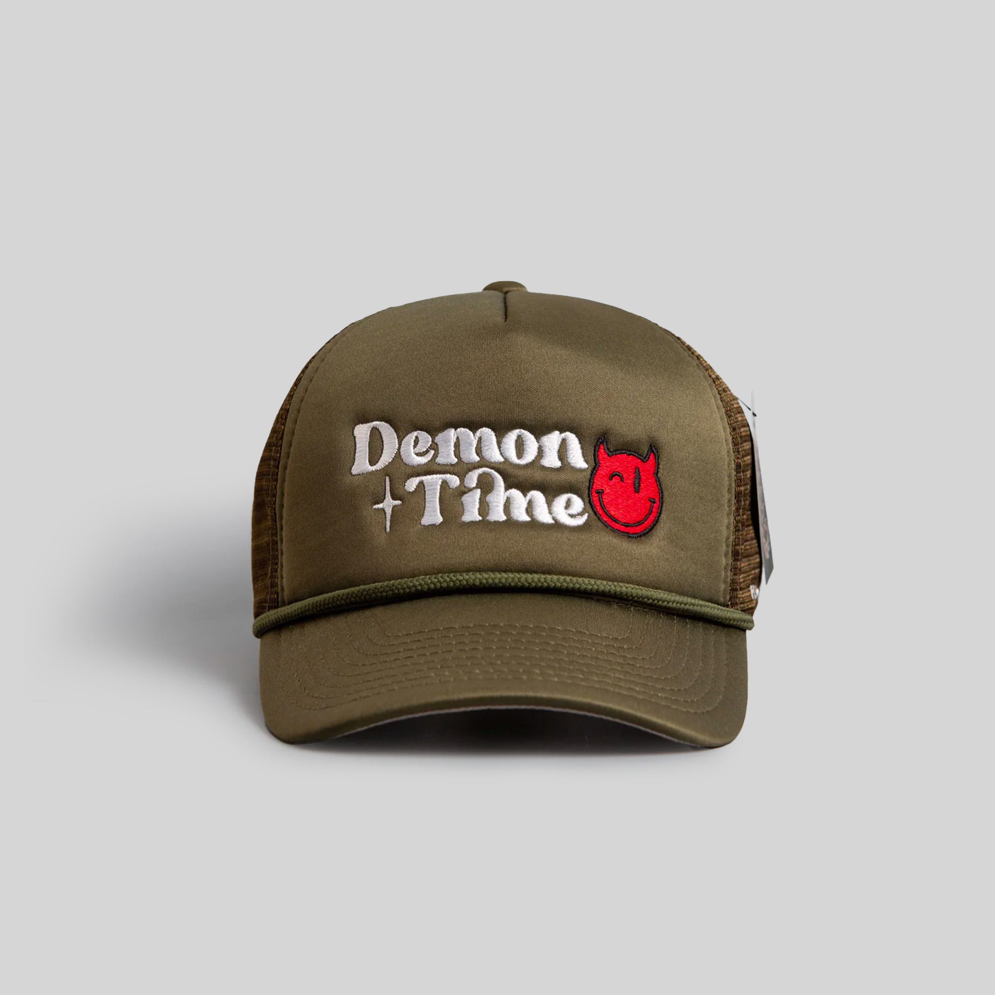 DEMON TIME OLIVE TRUCKER HAT