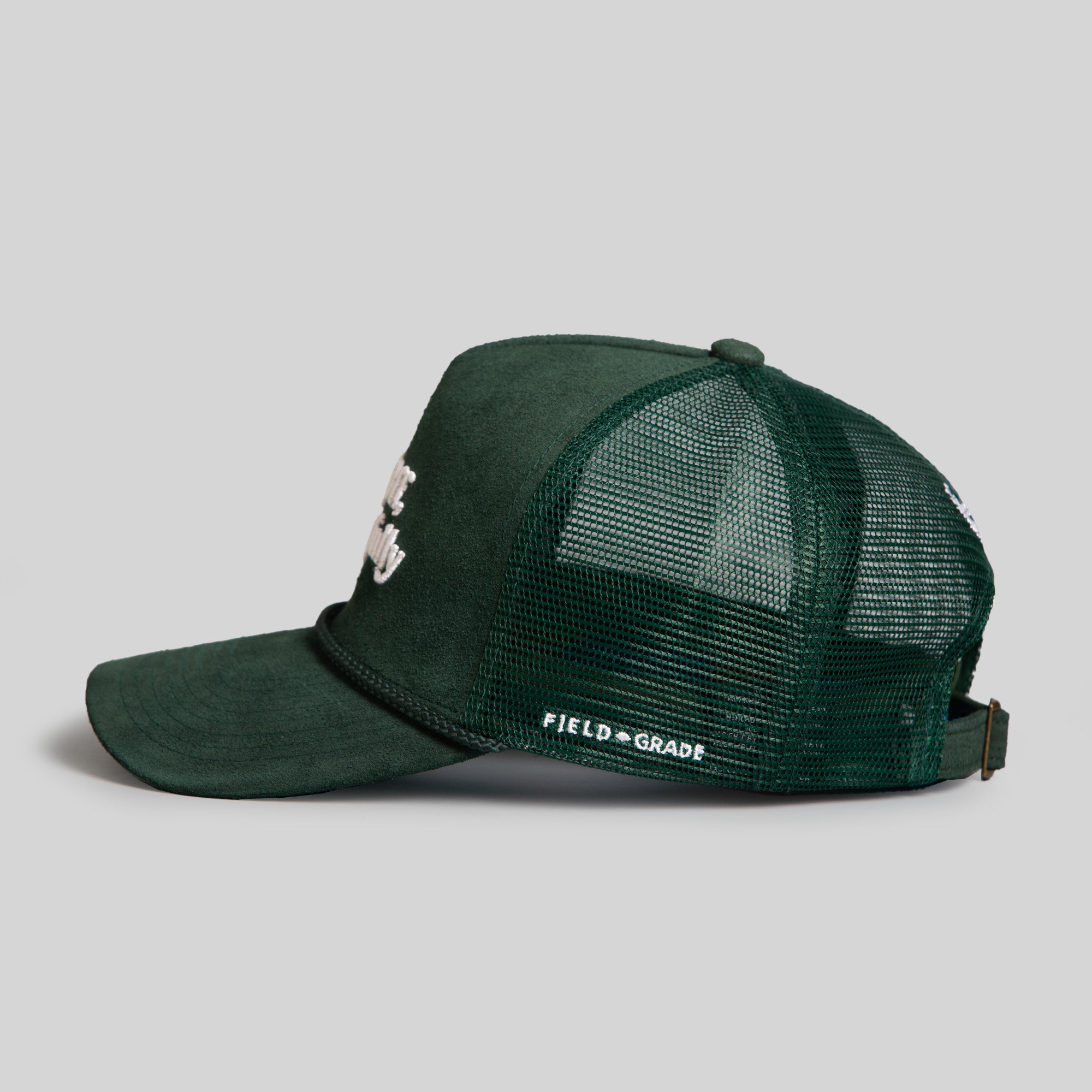 RESPECTFULLY FG GREEN SUEDE TRUCKER HAT