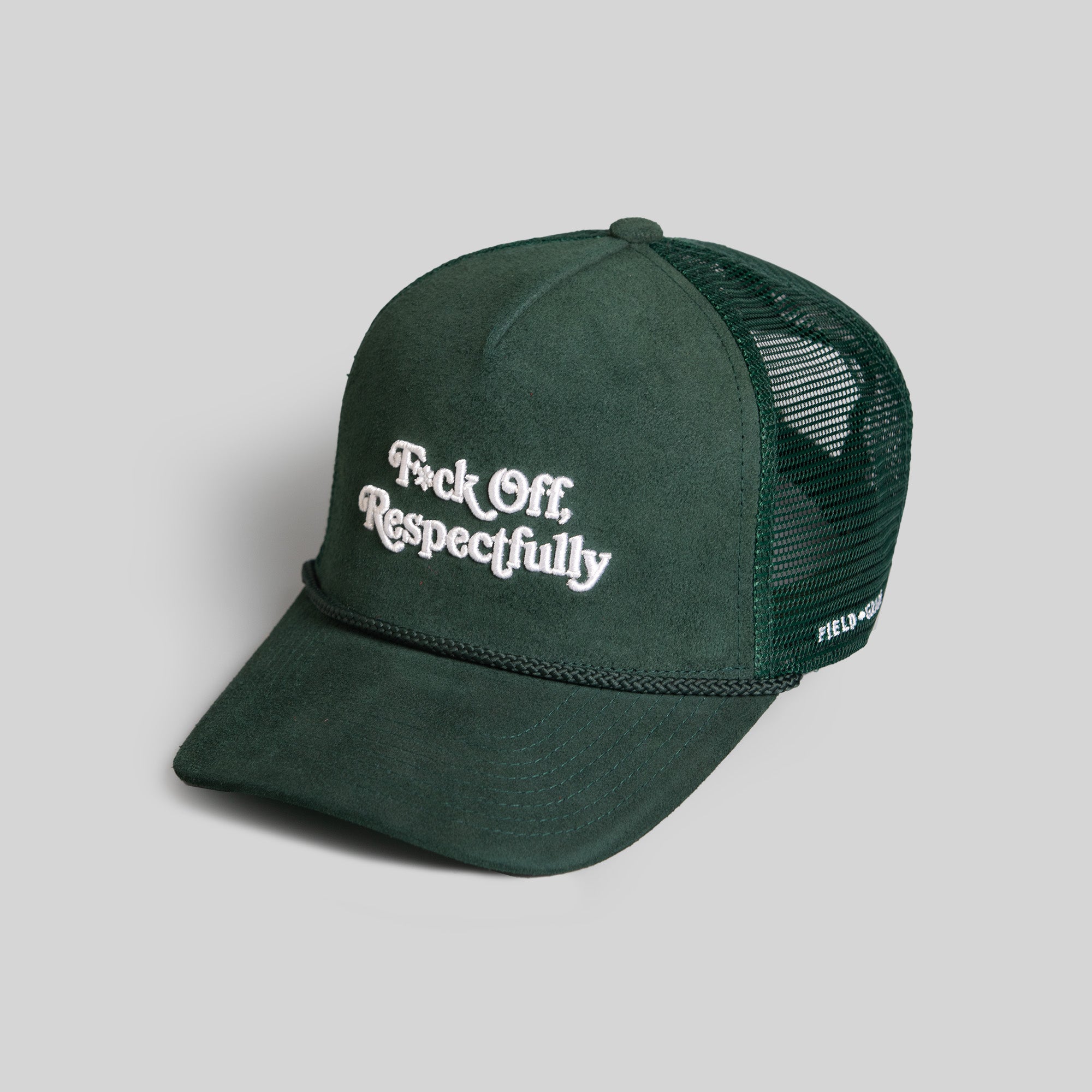 RESPECTFULLY FG GREEN SUEDE TRUCKER HAT