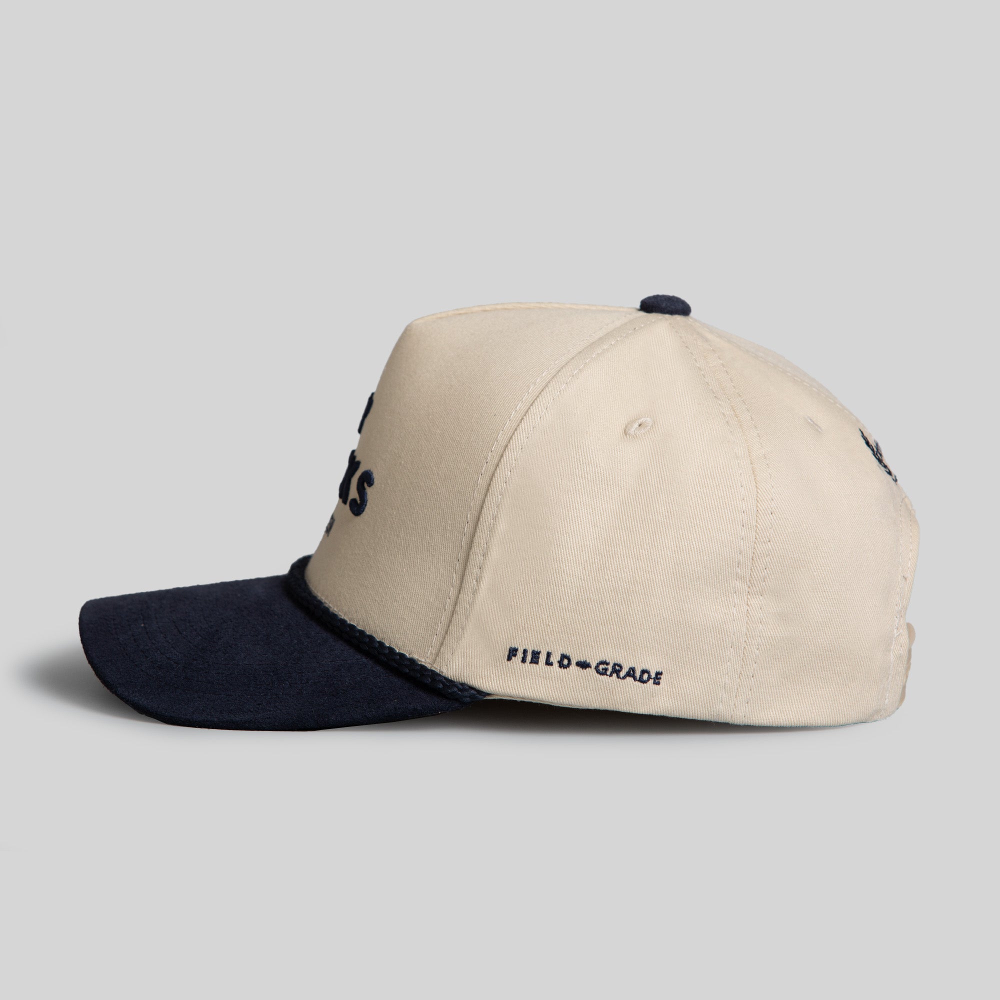 NO F*CKS GIVEN SAND NAVY TWILL/SUEDE TRUCKER HAT