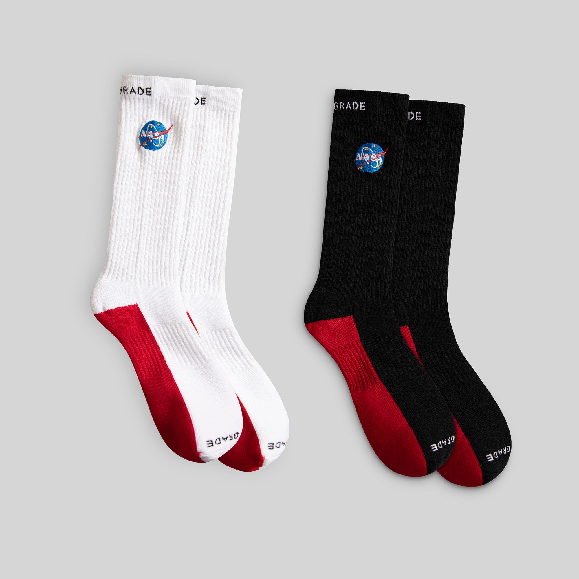 NASA MEATBALL WHITE/BLACK CUSHIONED CREW SOCK 2 PACK