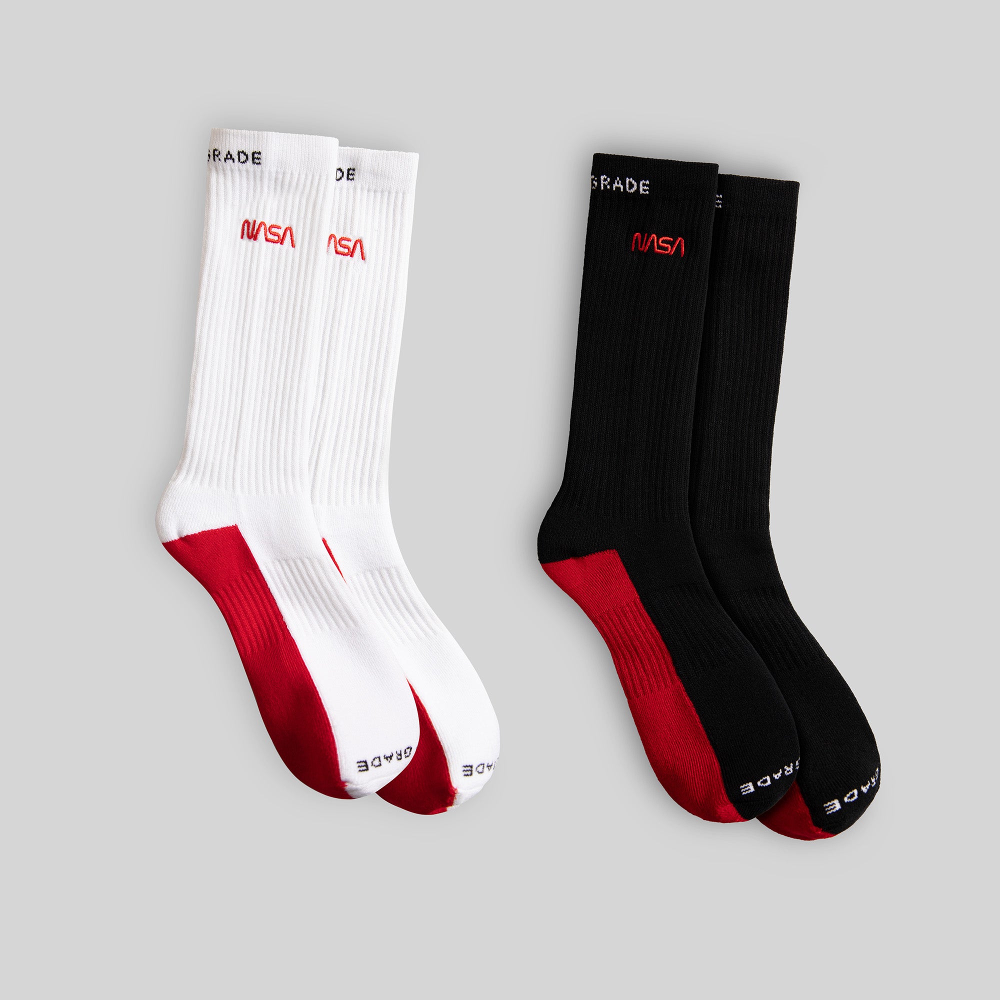 NASA WORM WHITE/BLACK CUSHIONED CREW SOCK 2 PACK