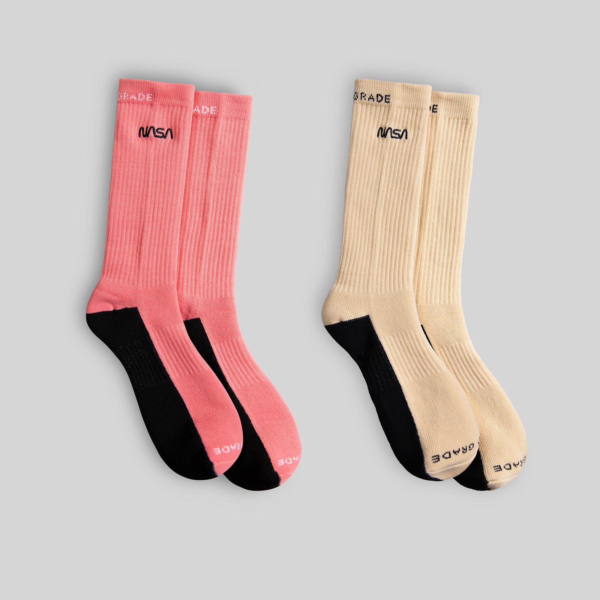 NASA WORM PINK/SAND CUSHIONED CREW SOCK 2 PACK