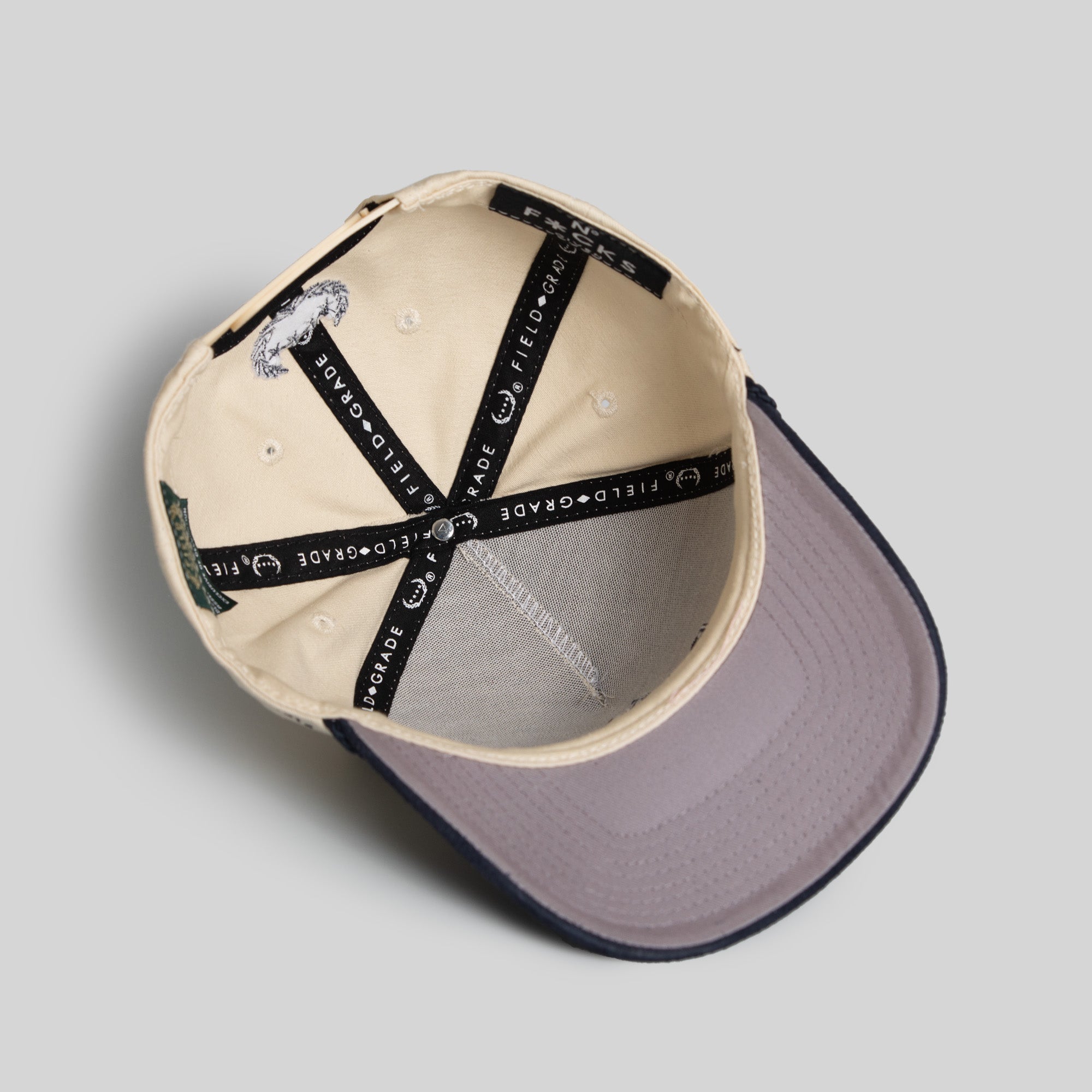 NO F*CKS GIVEN SAND NAVY TWILL/SUEDE TRUCKER HAT