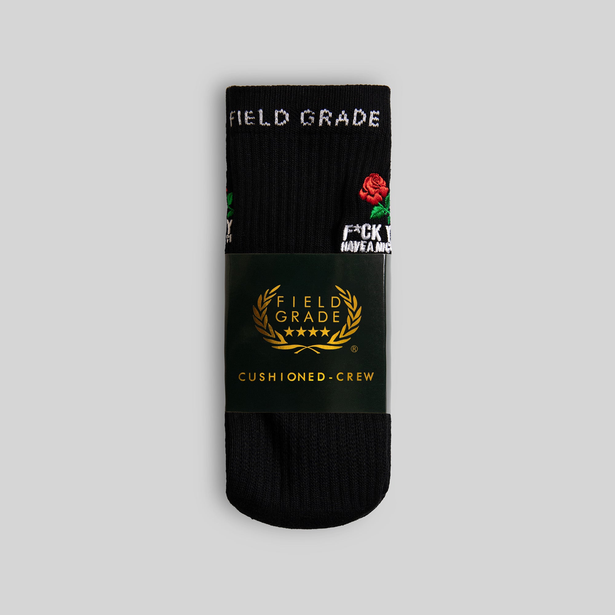 HAVE A NICE DAY BLACK CUSHIONED CREW SOCK 2 PACK