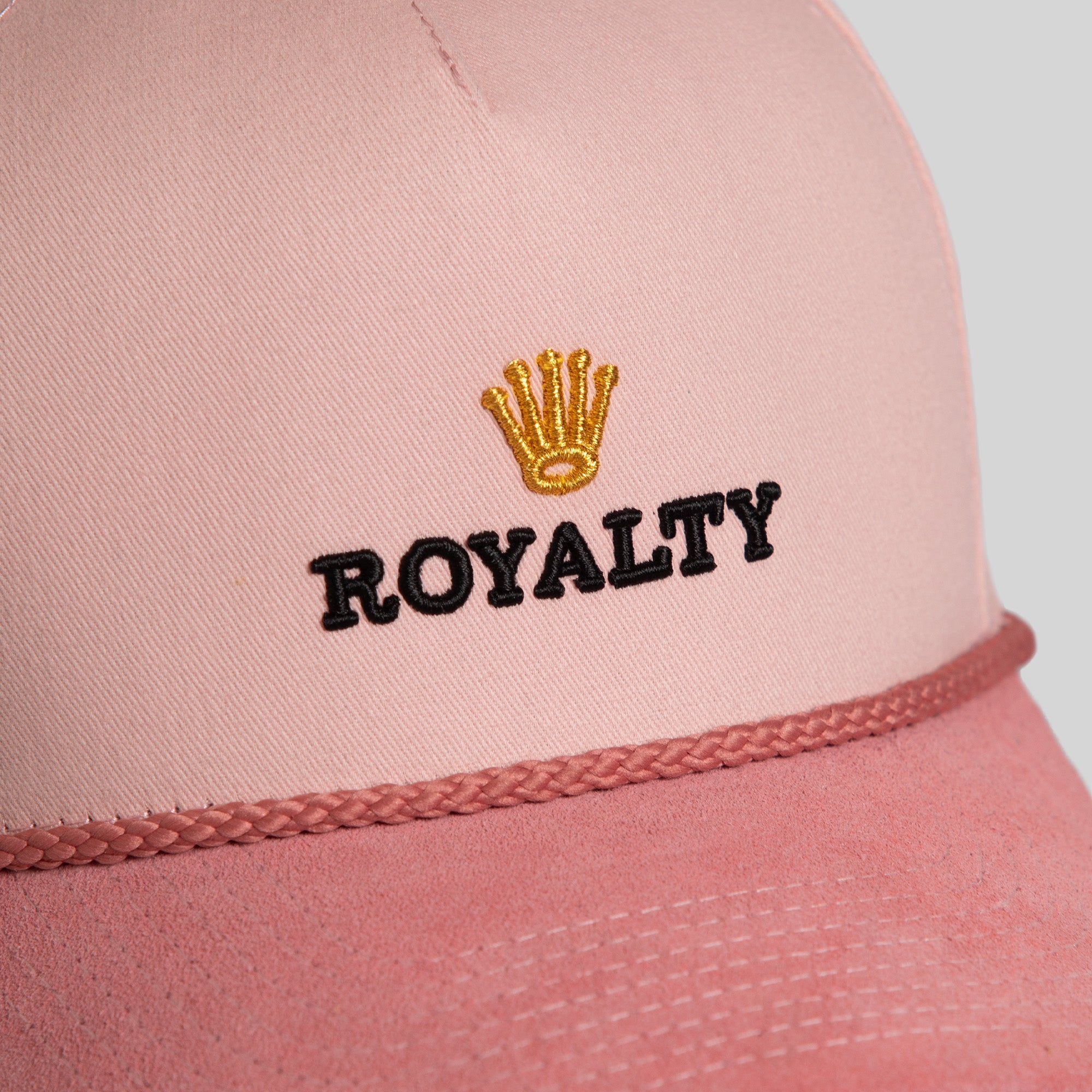 ROYALTY ROSE PINK TWILL/SUEDE TRUCKER HAT