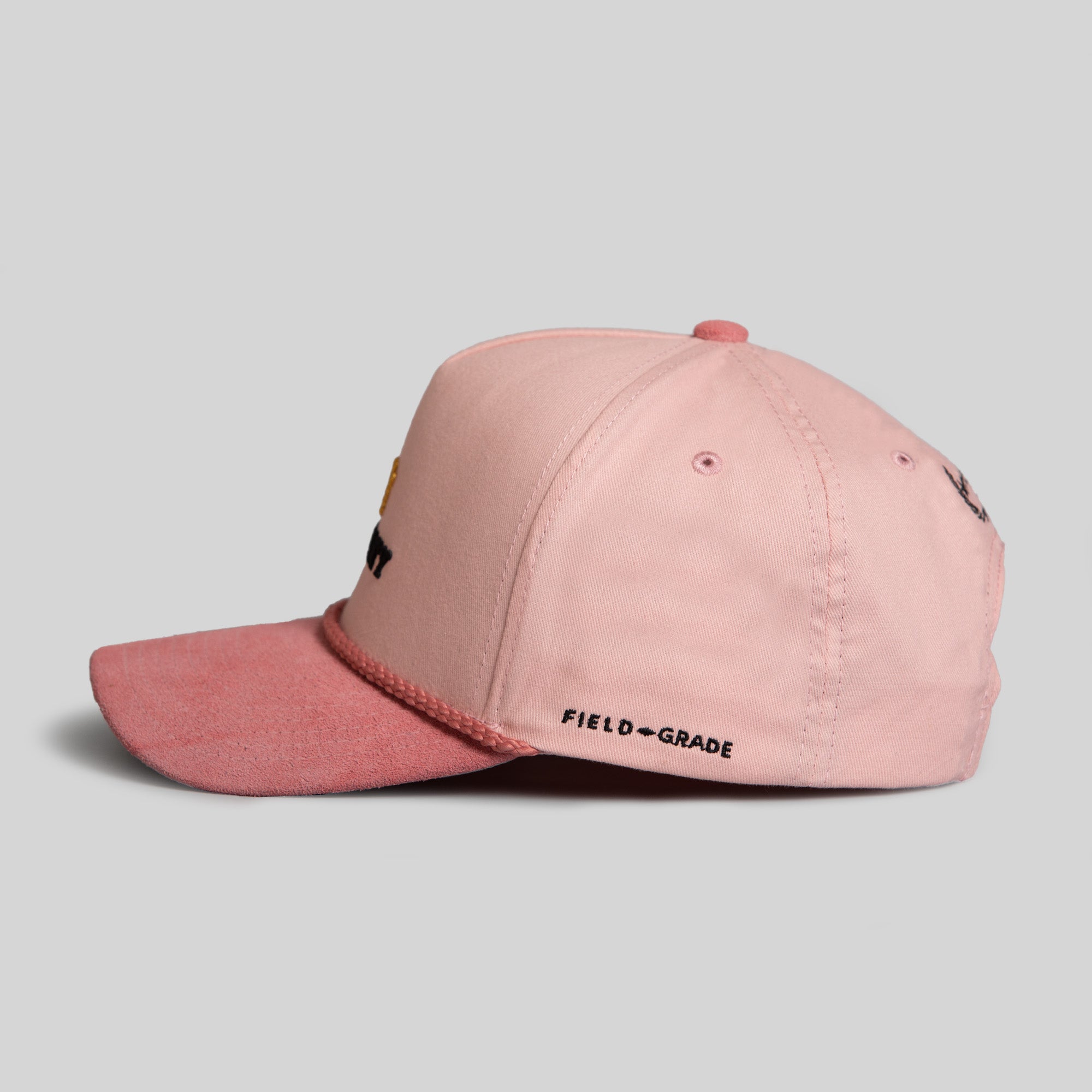 ROYALTY ROSE PINK TWILL/SUEDE TRUCKER HAT