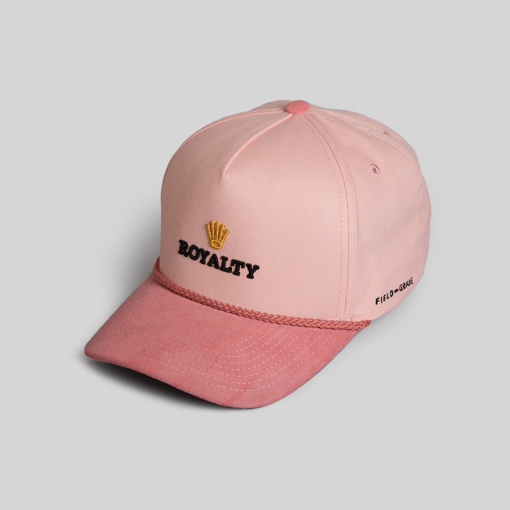 ROYALTY ROSE PINK TWILL/SUEDE TRUCKER HAT