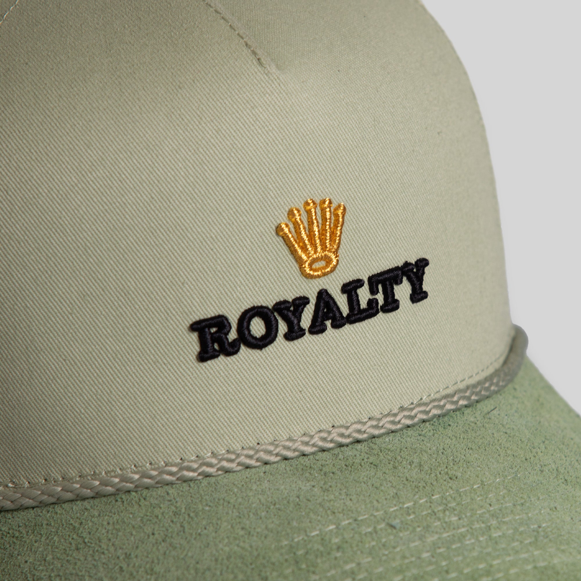 ROYALTY SAGE TWILL/SUEDE TRUCKER HAT