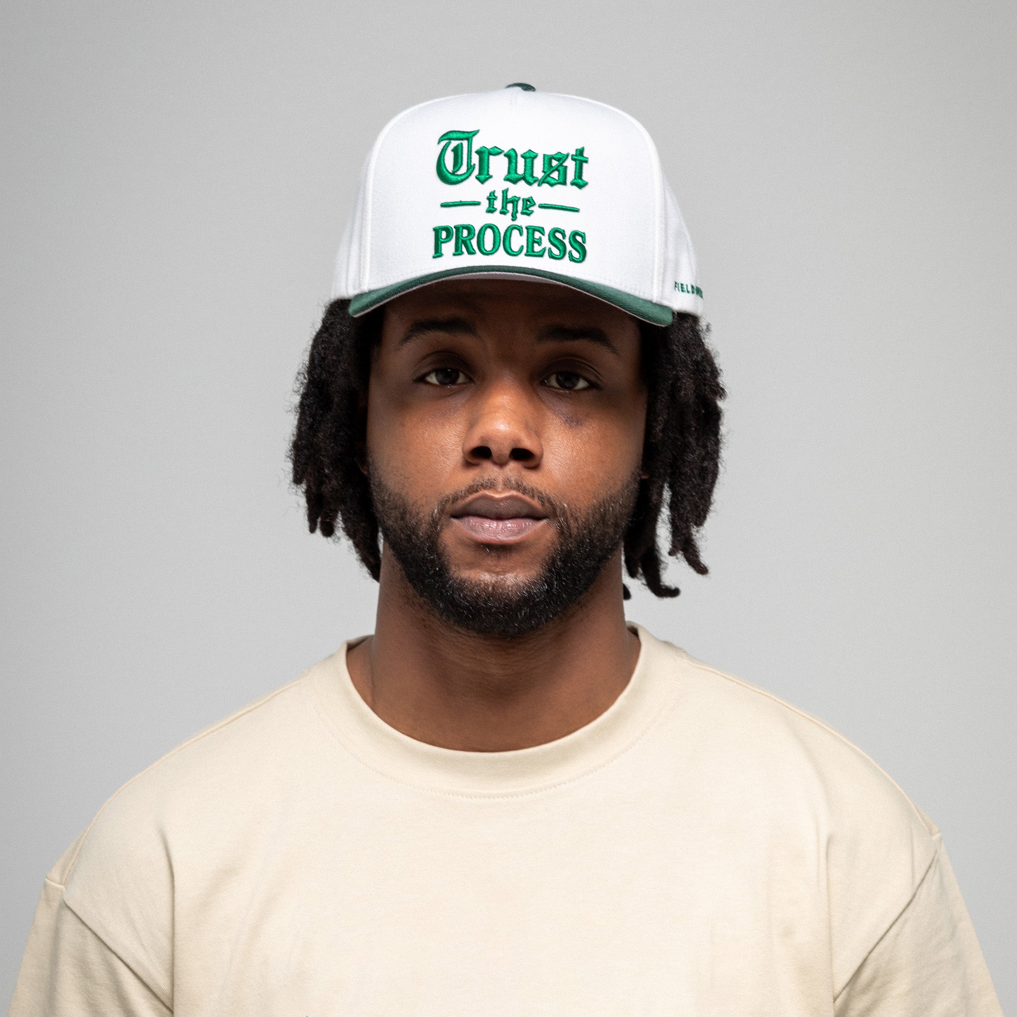 TRUST THE PROCESS OFF WHITE EMERALD WOOL TRUCKER