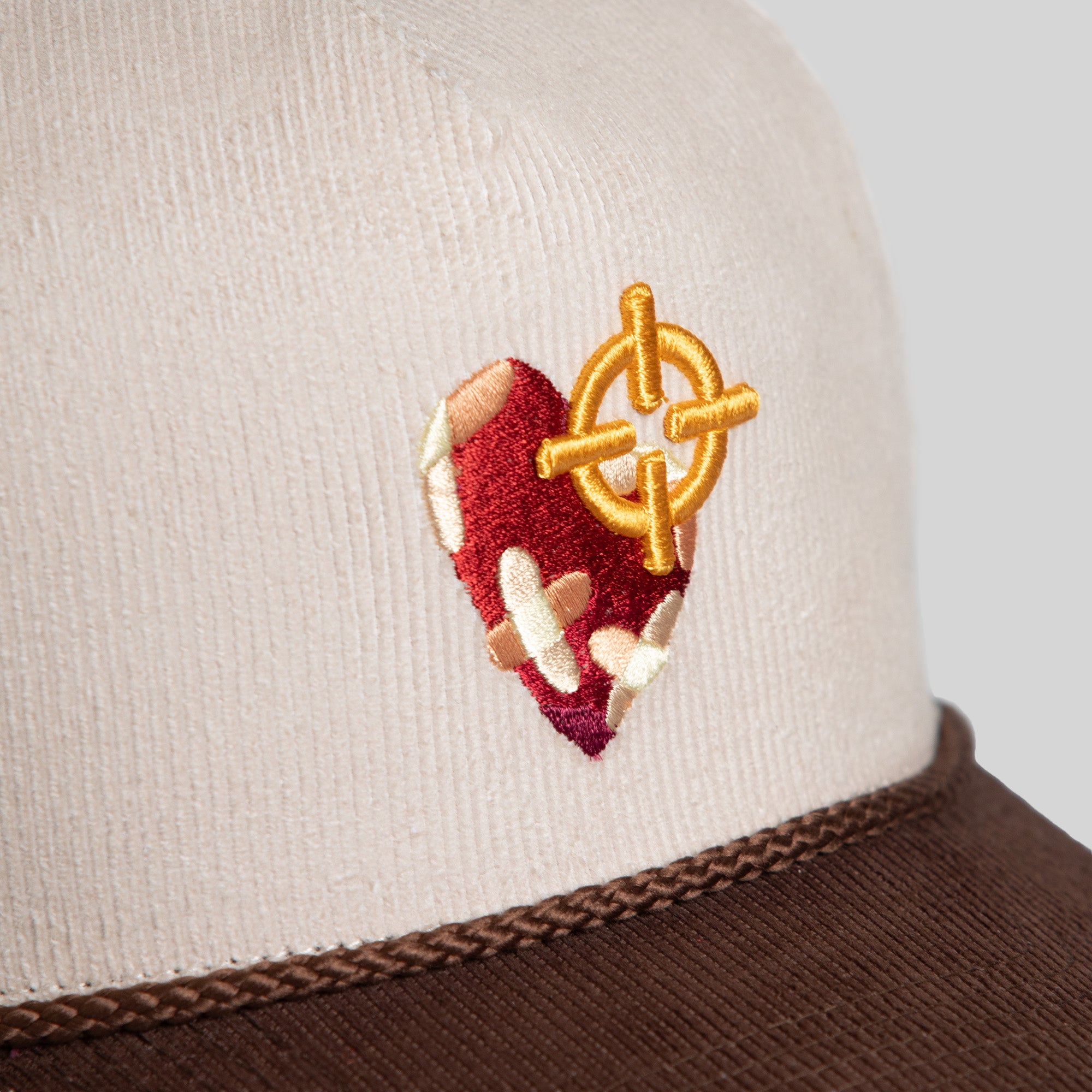 FIELD GRADE X KURVE STUDIO NY IS HEALING STONE/MOCHA TRUCKER HAT