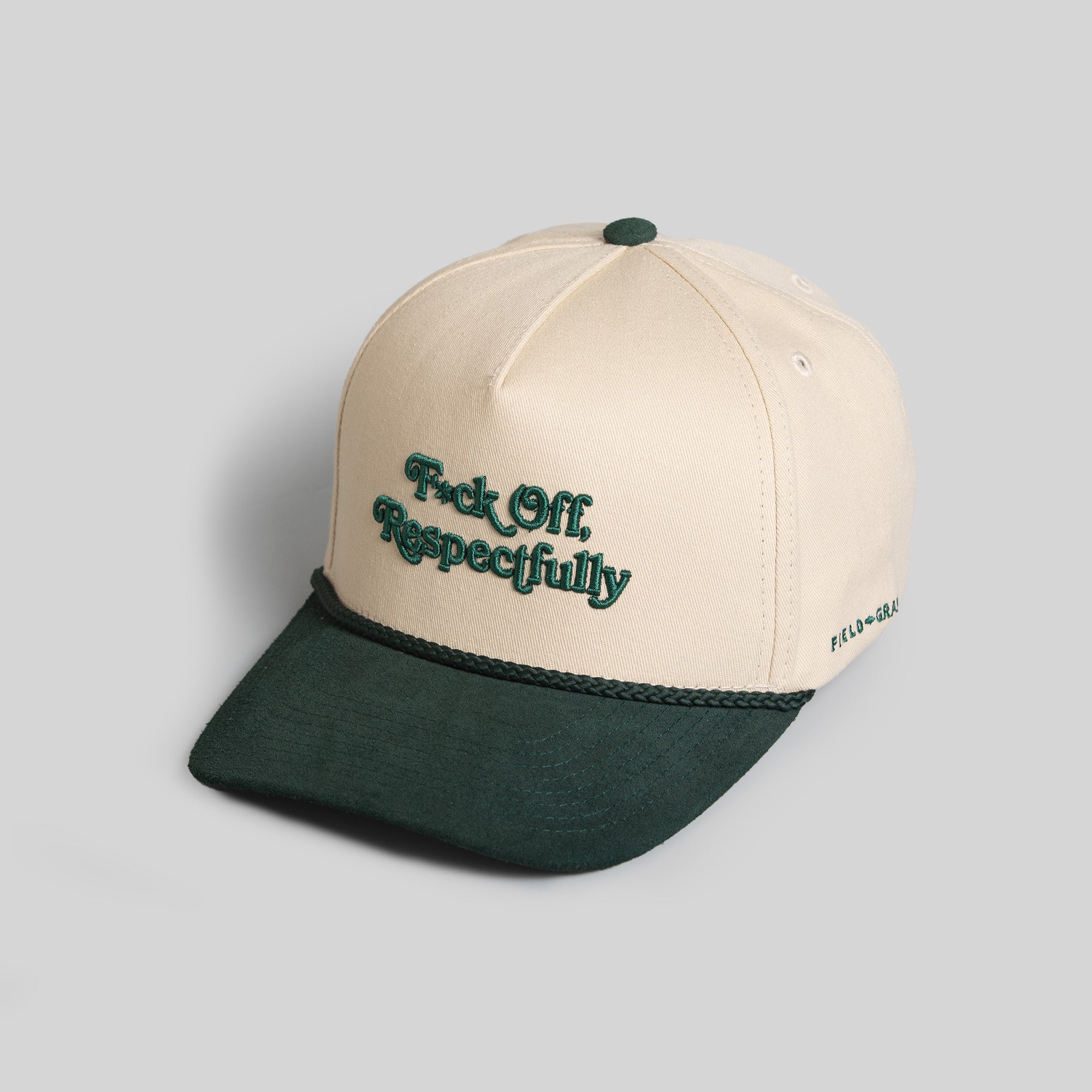 RESPECTFULLY SAND FG GREEN TWILL/SUEDE TRUCKER HAT