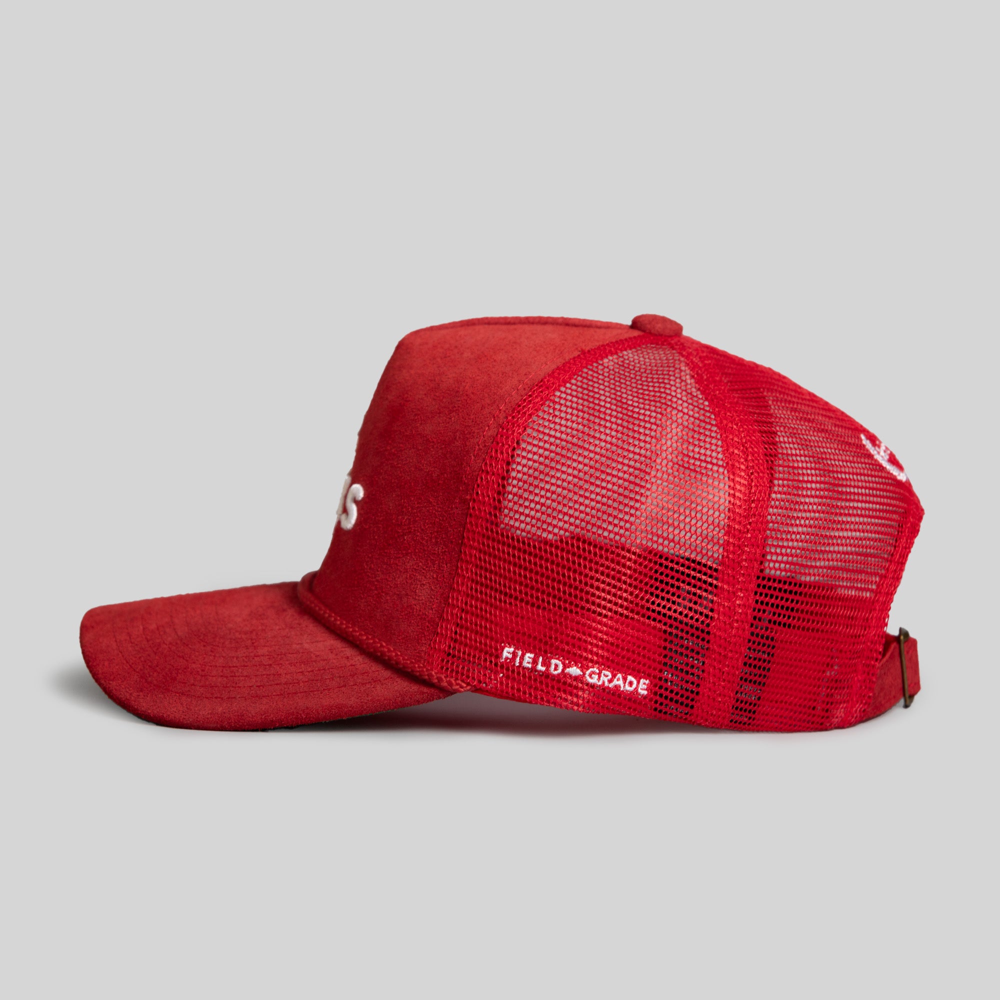 NO F*CKS GIVEN CARMINE SUEDE TRUCKER HAT