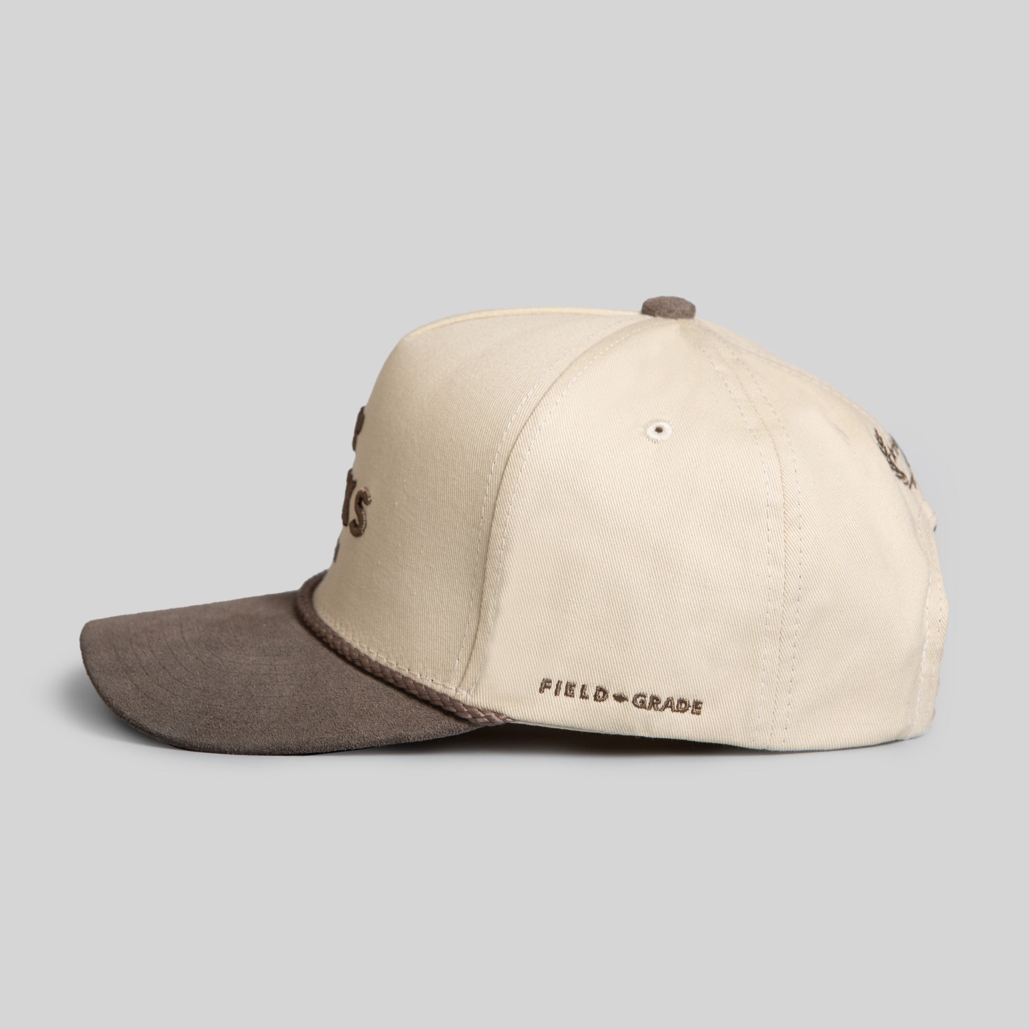 NO F*CKS GIVEN SAND GREY TWILL/SUEDE TRUCKER HAT