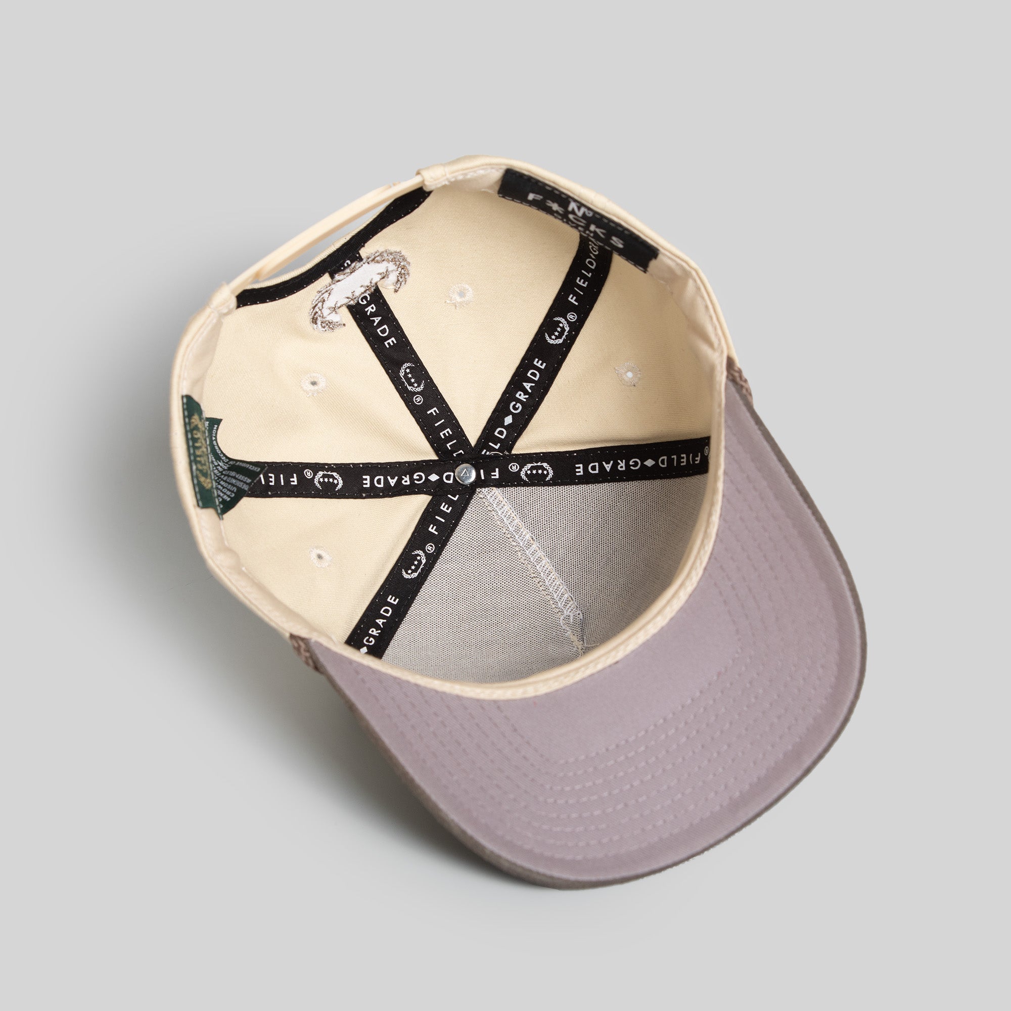 NO F*CKS GIVEN SAND GREY TWILL/SUEDE TRUCKER HAT