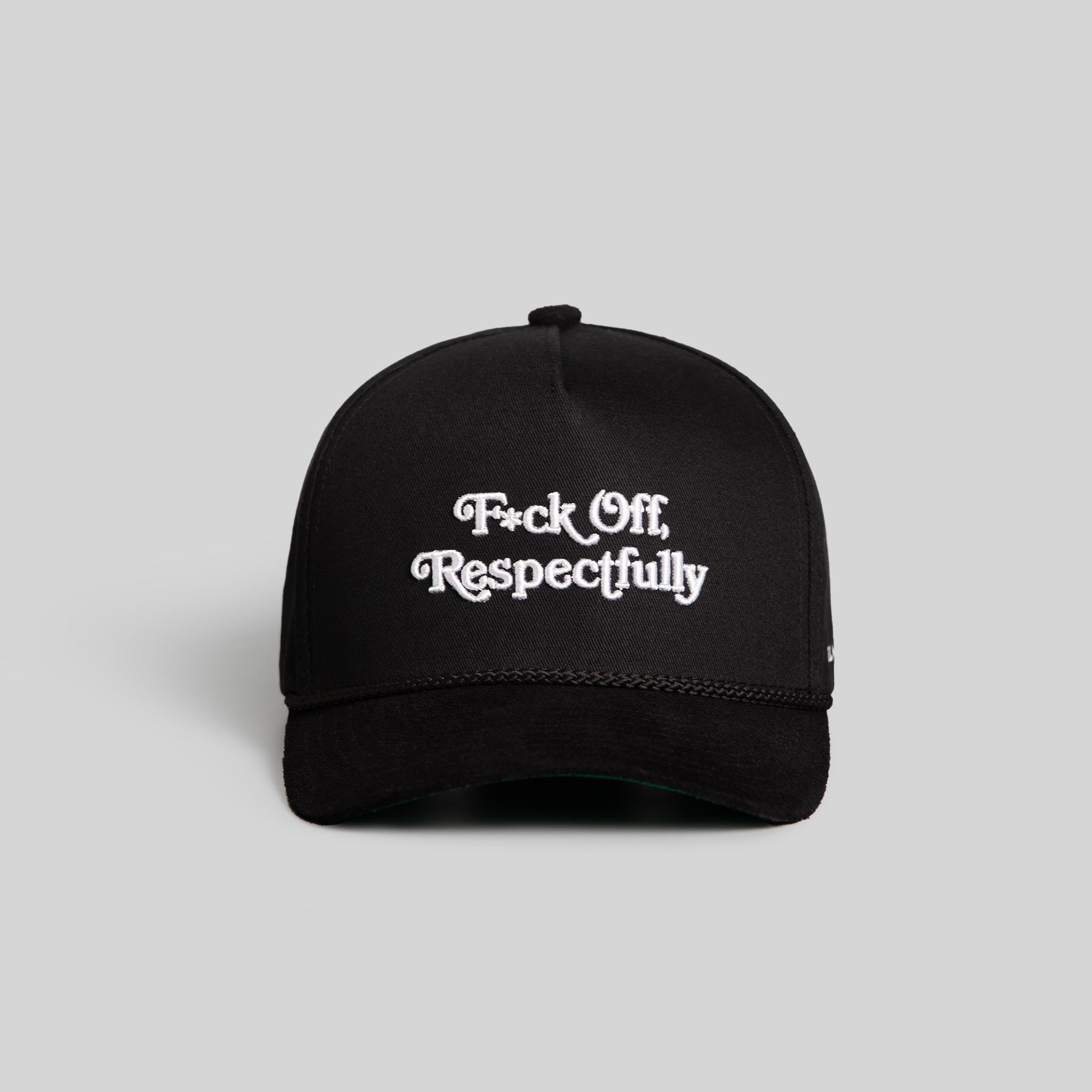 RESPECTFULLY BLACK TWILL SUEDE TRUCKER HAT