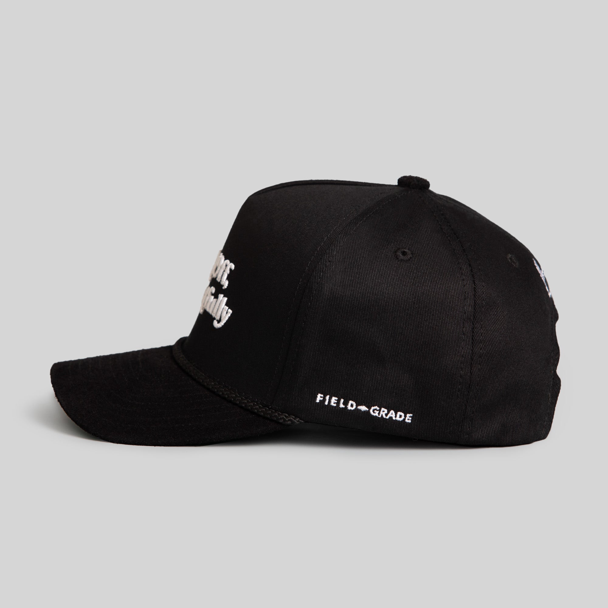 RESPECTFULLY BLACK TWILL SUEDE TRUCKER HAT