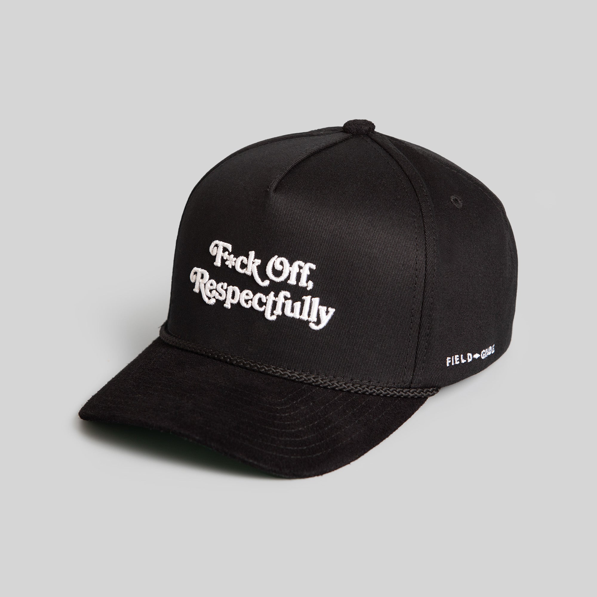 RESPECTFULLY BLACK TWILL SUEDE TRUCKER HAT