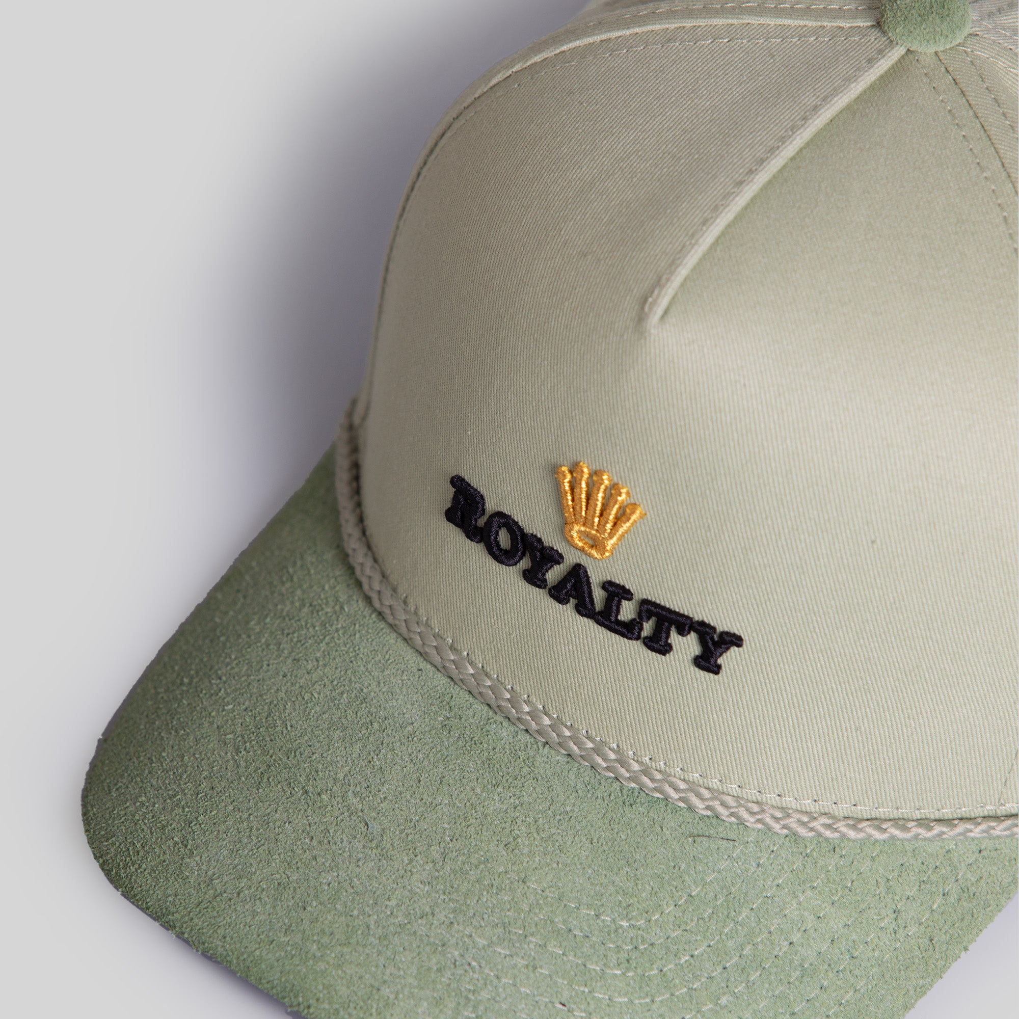 ROYALTY SAGE TWILL/SUEDE TRUCKER HAT