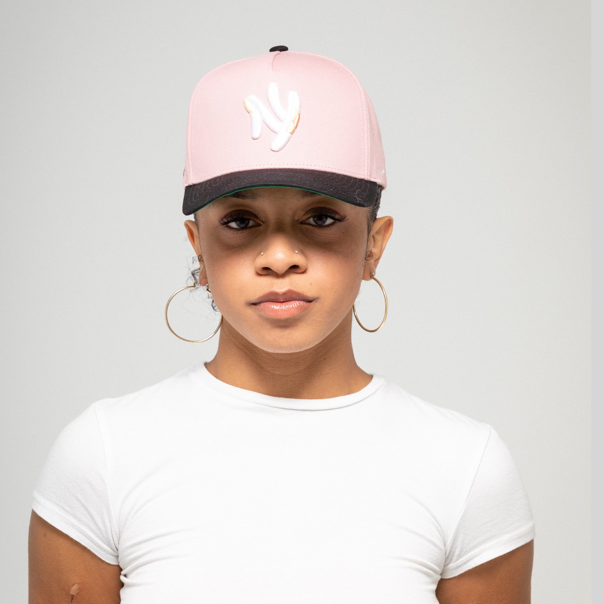 FIELD GRADE X KURVE STUDIO NY IS HEALING PINK BLACK TWILL TRUCKER