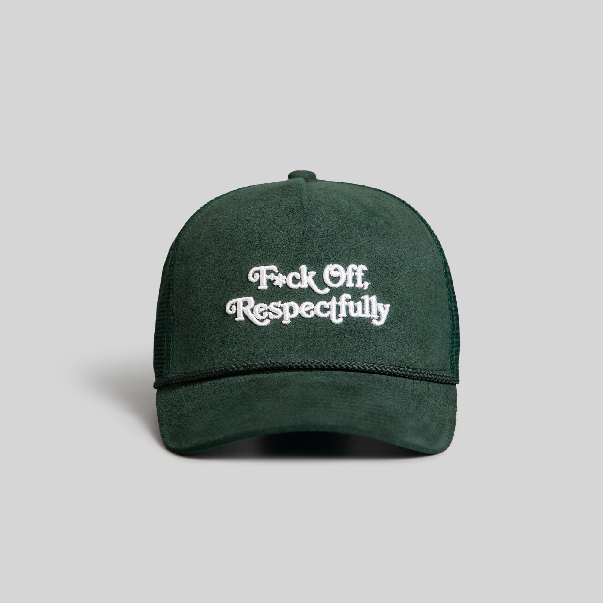 RESPECTFULLY FG GREEN SUEDE TRUCKER HAT